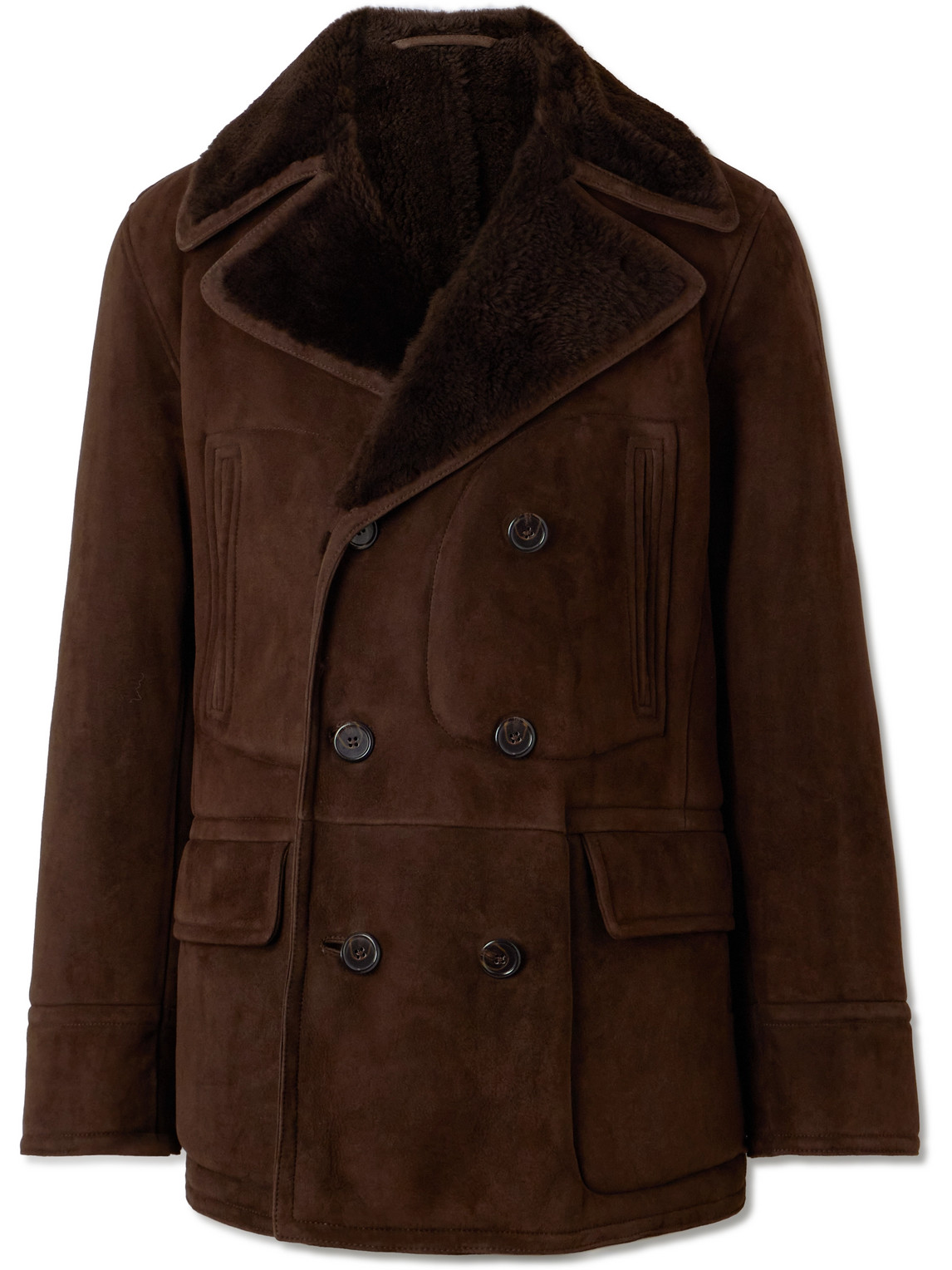Shop Polo Ralph Lauren The Polo Double-breasted Shearling Coat In Brown