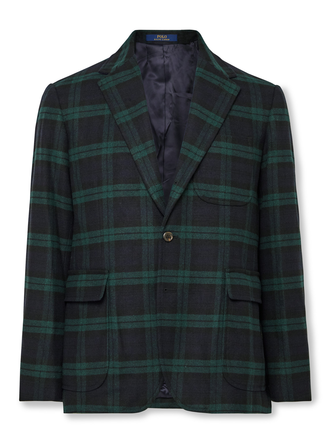 Polo Ralph Lauren Slim-fit Checked Recycled-felt Blazer In Blue