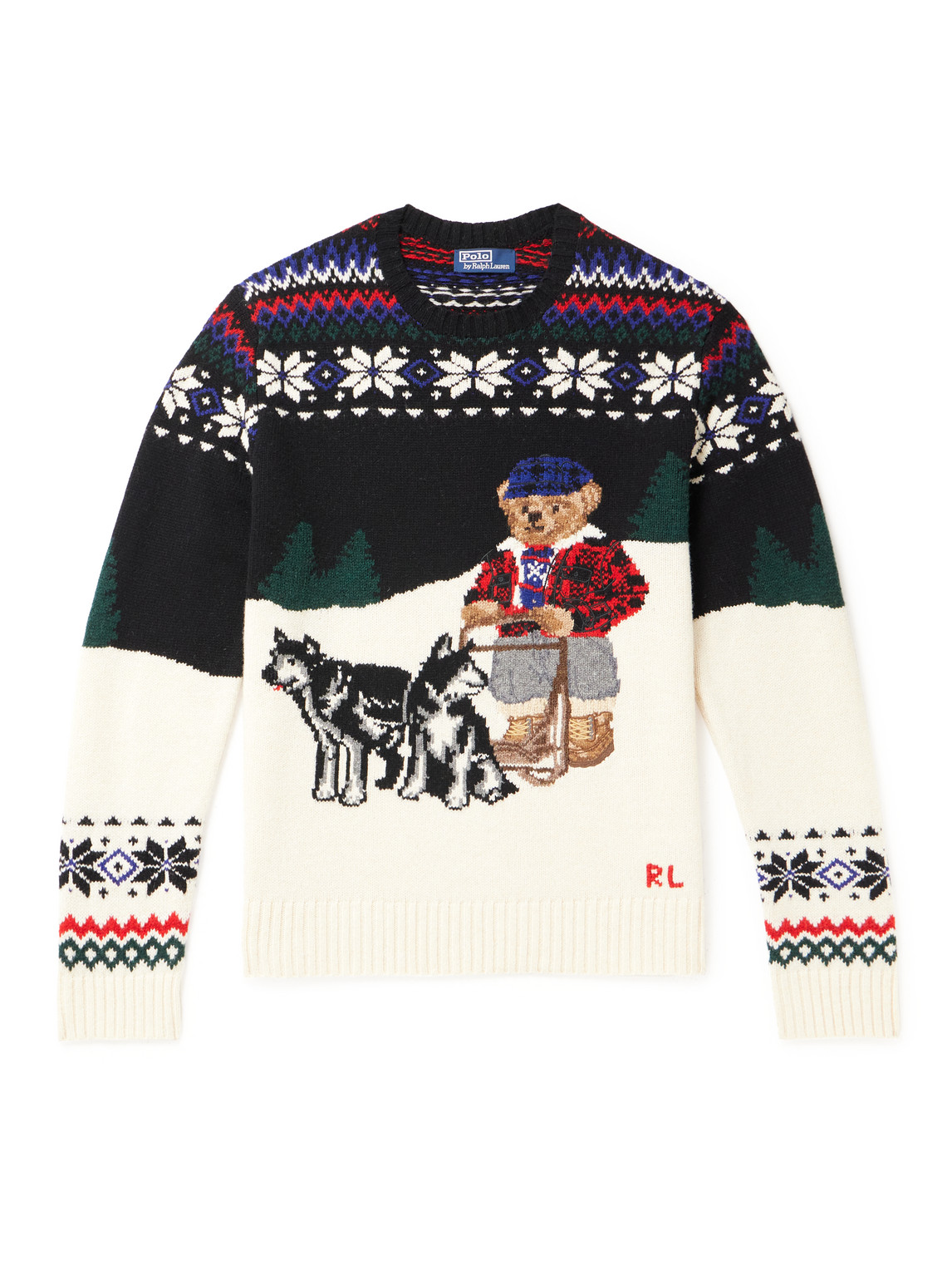Shop Polo Ralph Lauren Fair Isle Intarsia Embroidered Wool-blend Sweater In Multi