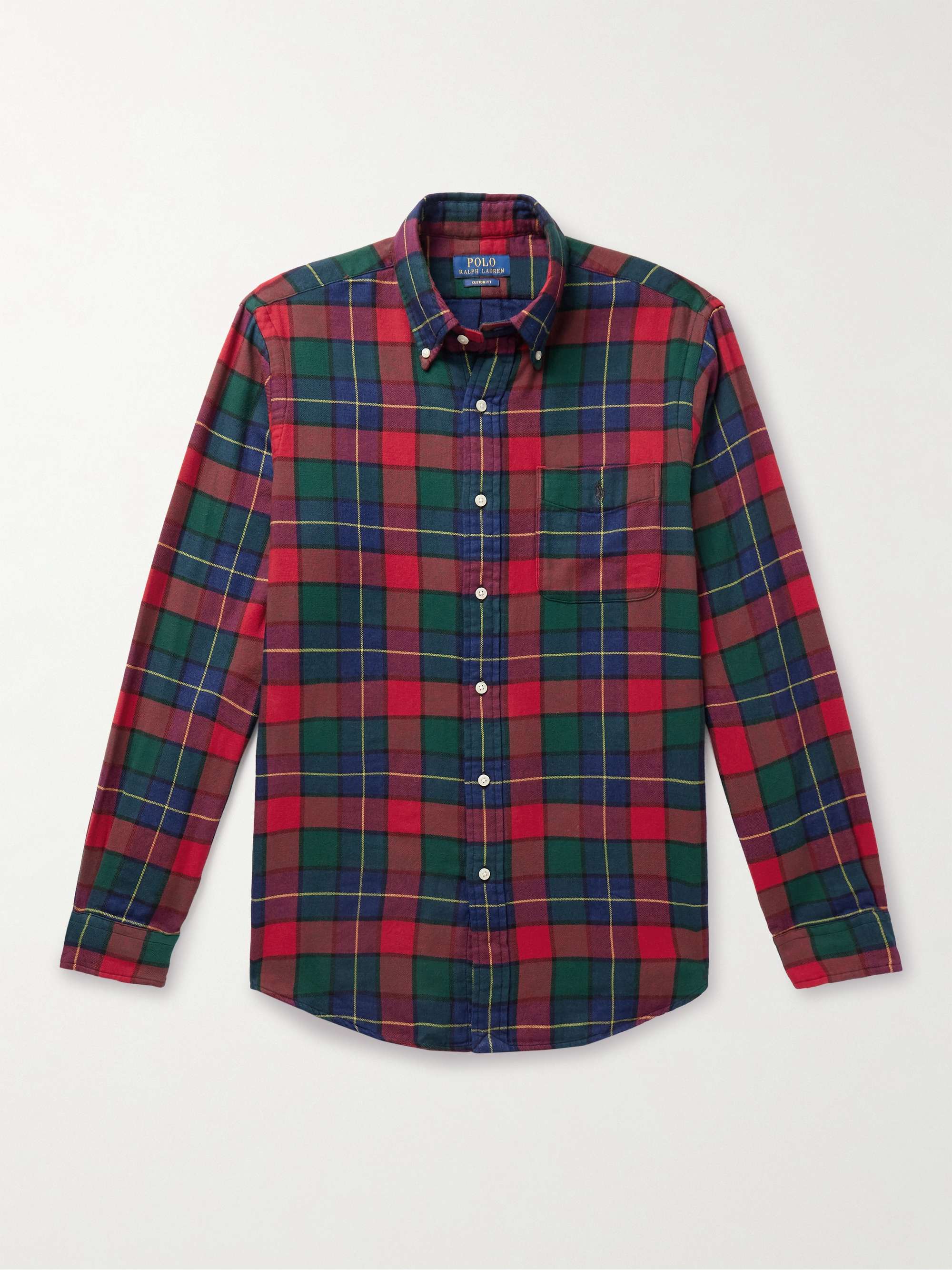 POLO RALPH LAUREN Button-Down Collar Checked Cotton-Flannel Shirt