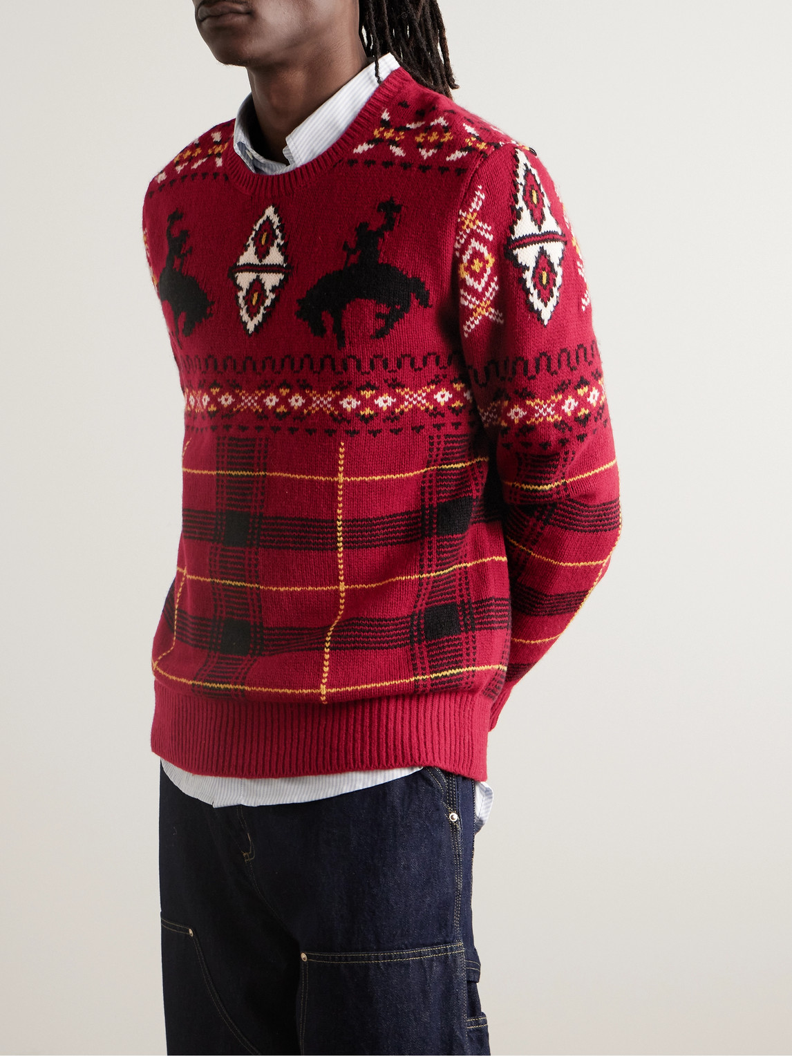Shop Polo Ralph Lauren Intarsia Wool-blend Sweater In Red