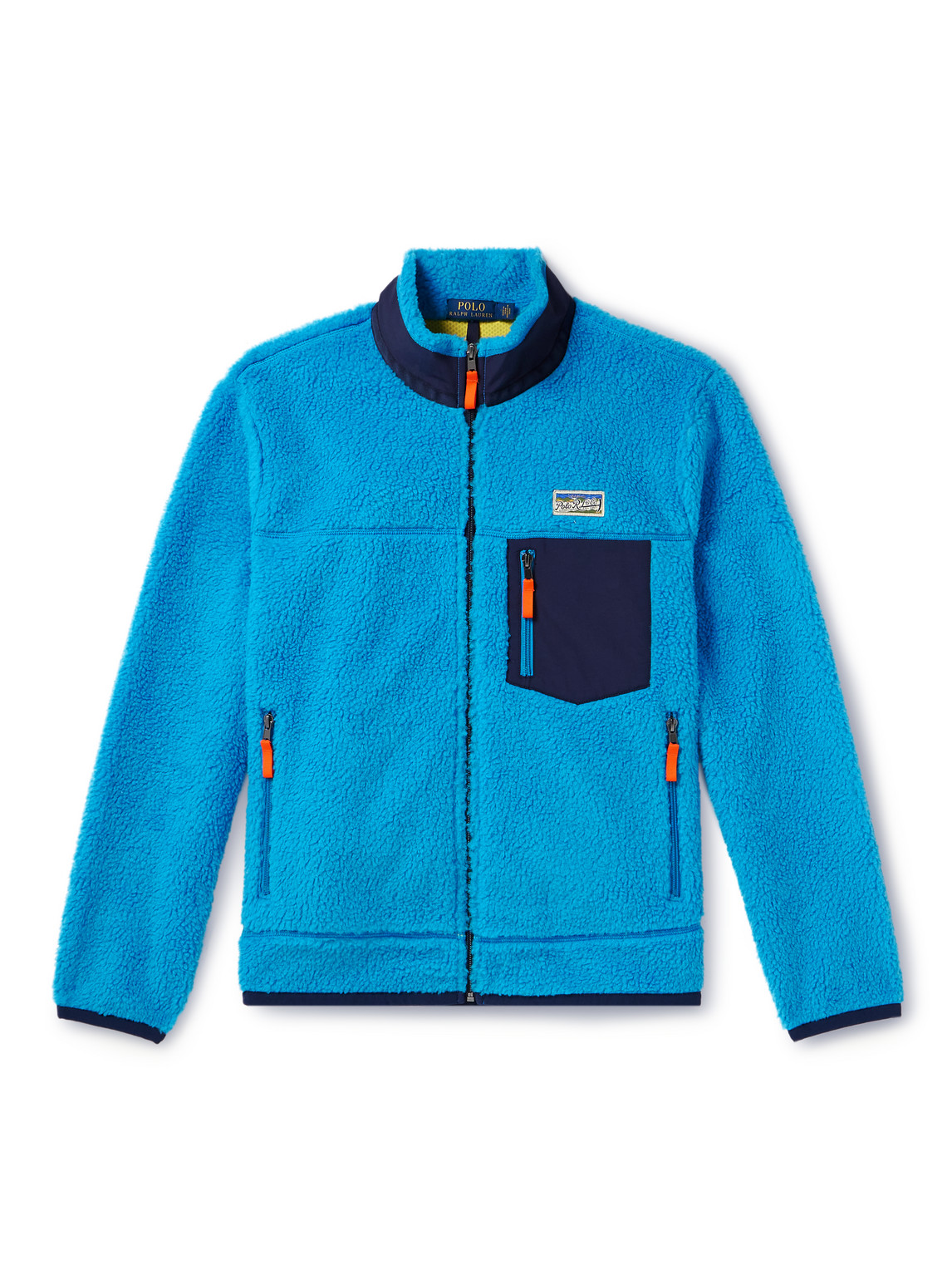 Polo Ralph Lauren Shell-trimmed Fleece Jacket In Blue