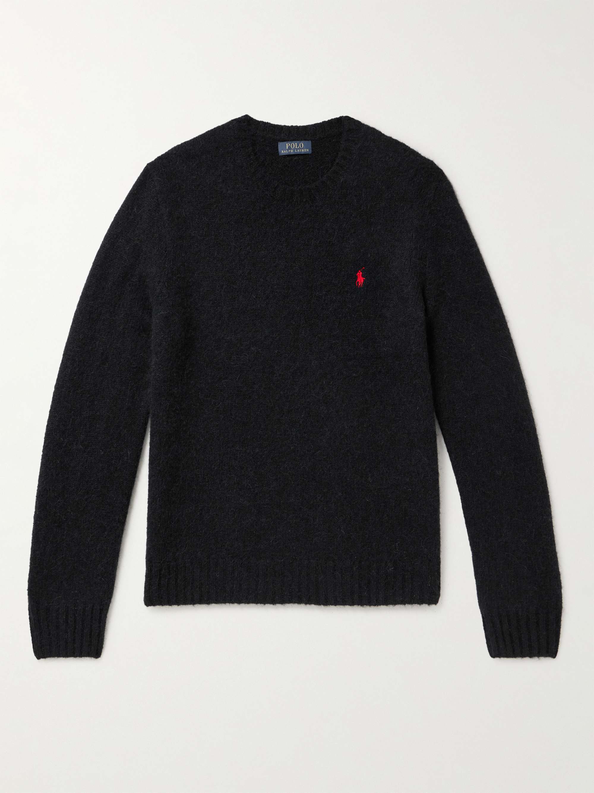 POLO RALPH LAUREN Logo-Embroidered Knitted Sweater,Black