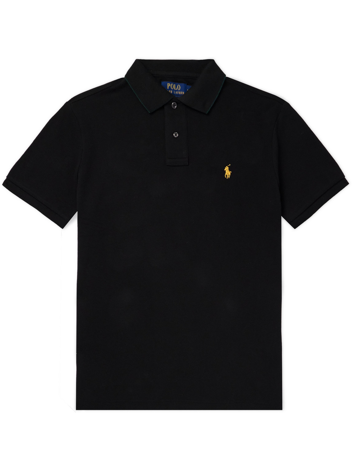Polo Ralph Lauren Logo-embroidered Cotton-piqué Polo Shirt In Black