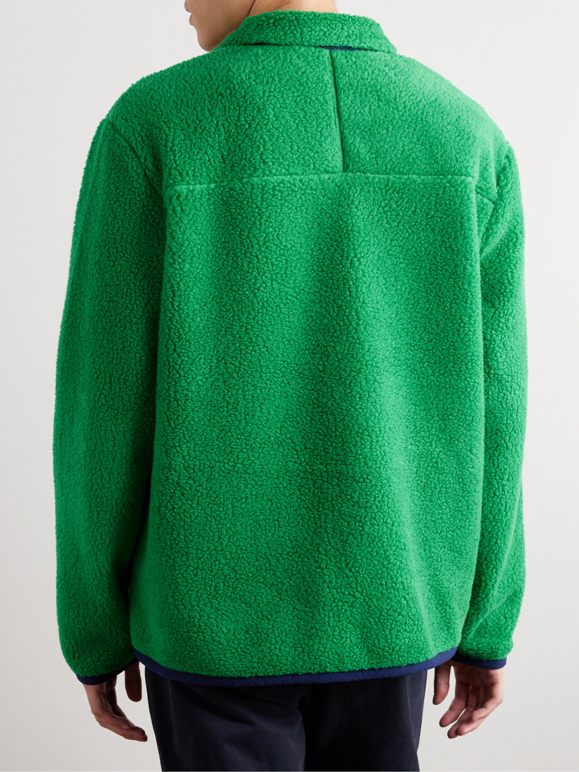 Shop Polo Ralph Lauren Shell-trimmed Fleece Jacket In Green