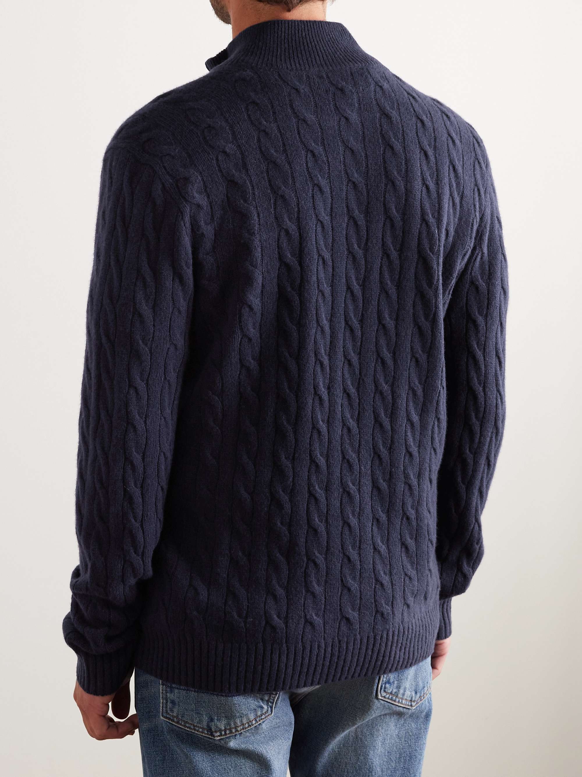 POLO RALPH LAUREN Logo-Embroidered Cable-Knit Wool and