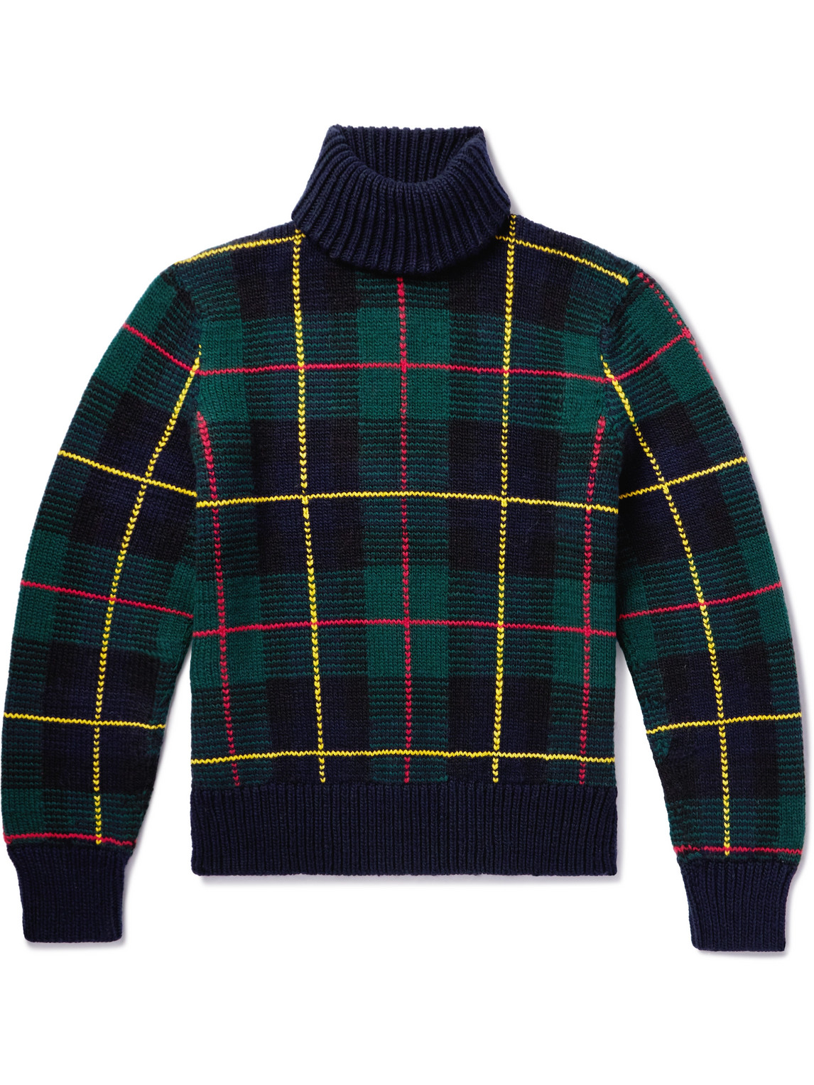 Polo Ralph Lauren Checked Wool Rollneck Sweater In Multi
