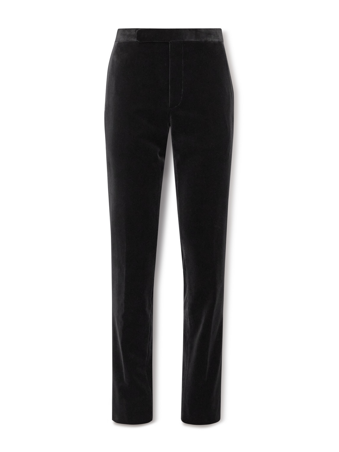 Shop Polo Ralph Lauren Slim-fit Straight-leg Cotton-velvet Suit Trousers In Black