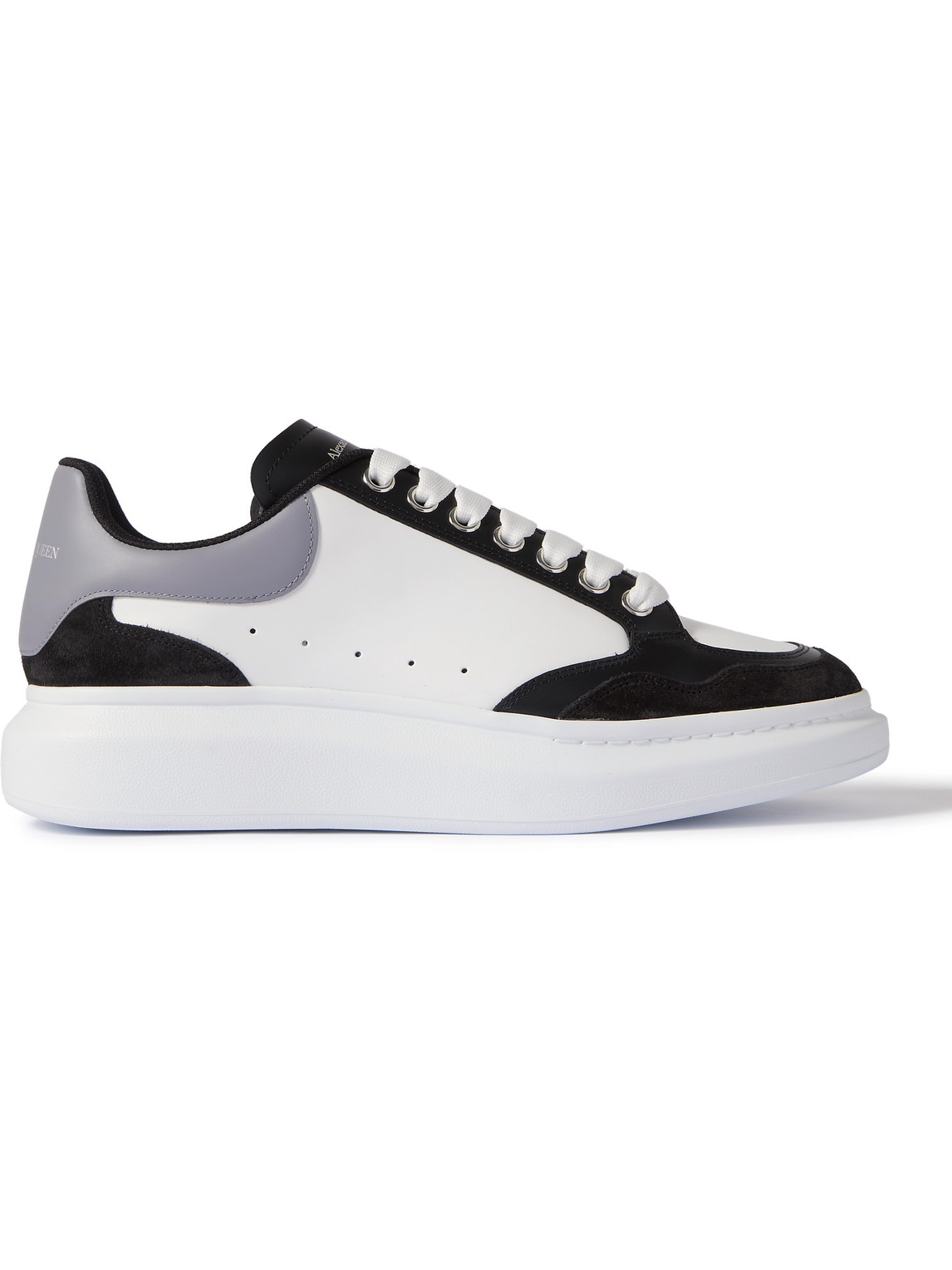 Alexander Mcqueen Exaggerated-sole Suede-trimmed Leather Sneakers In Black