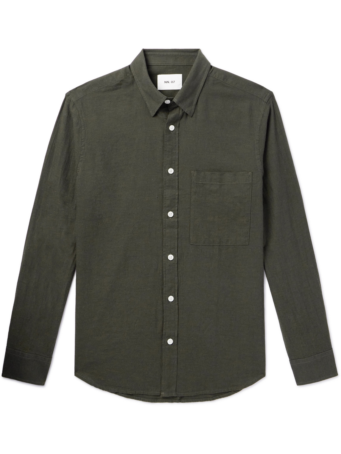 Nn07 Cohen 5972 Button-down Collar Cotton-twill Shirt In Green