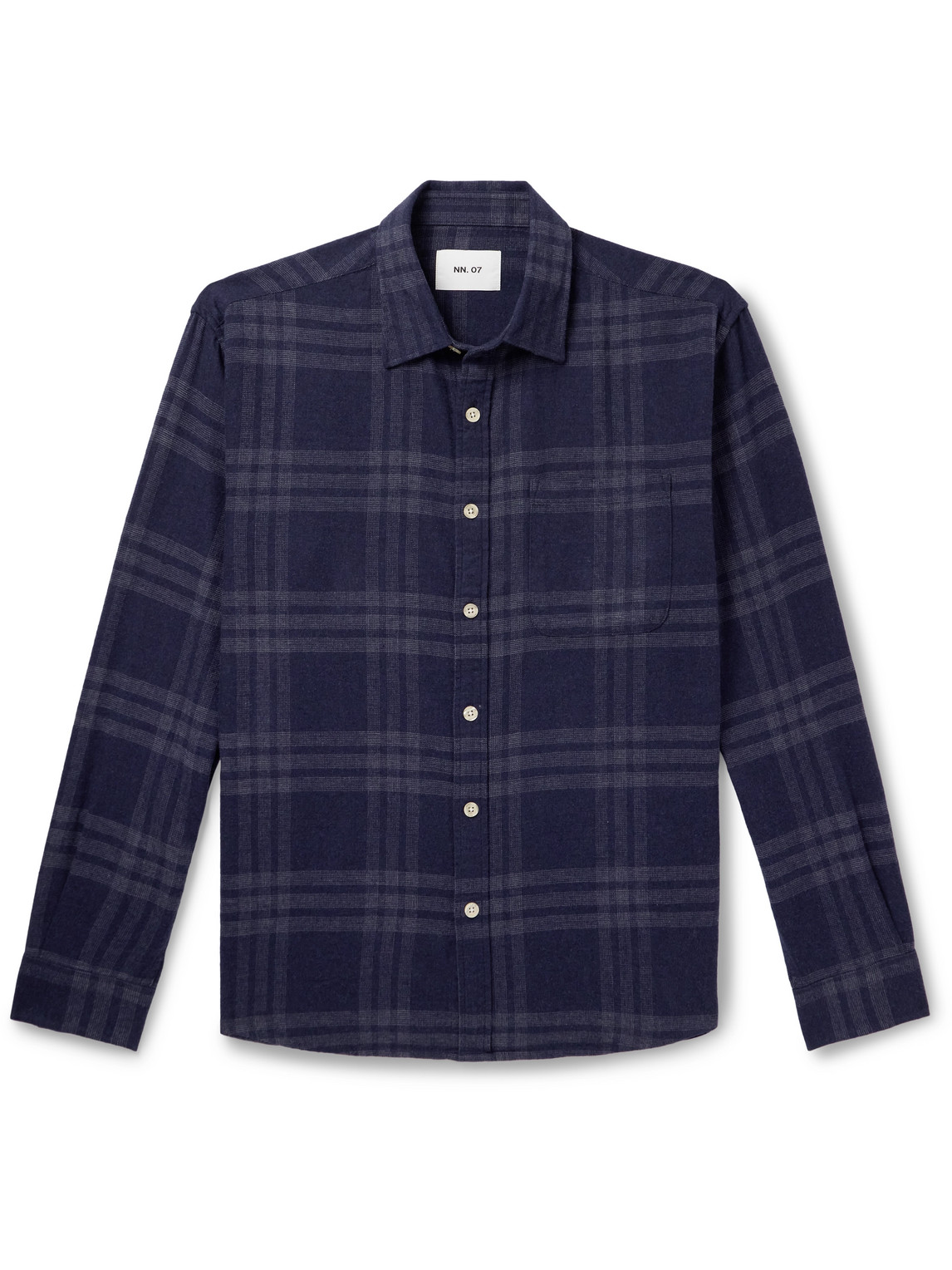 Nn07 Deon 5465 Checked Organic Cotton-flannel Shirt In Blue