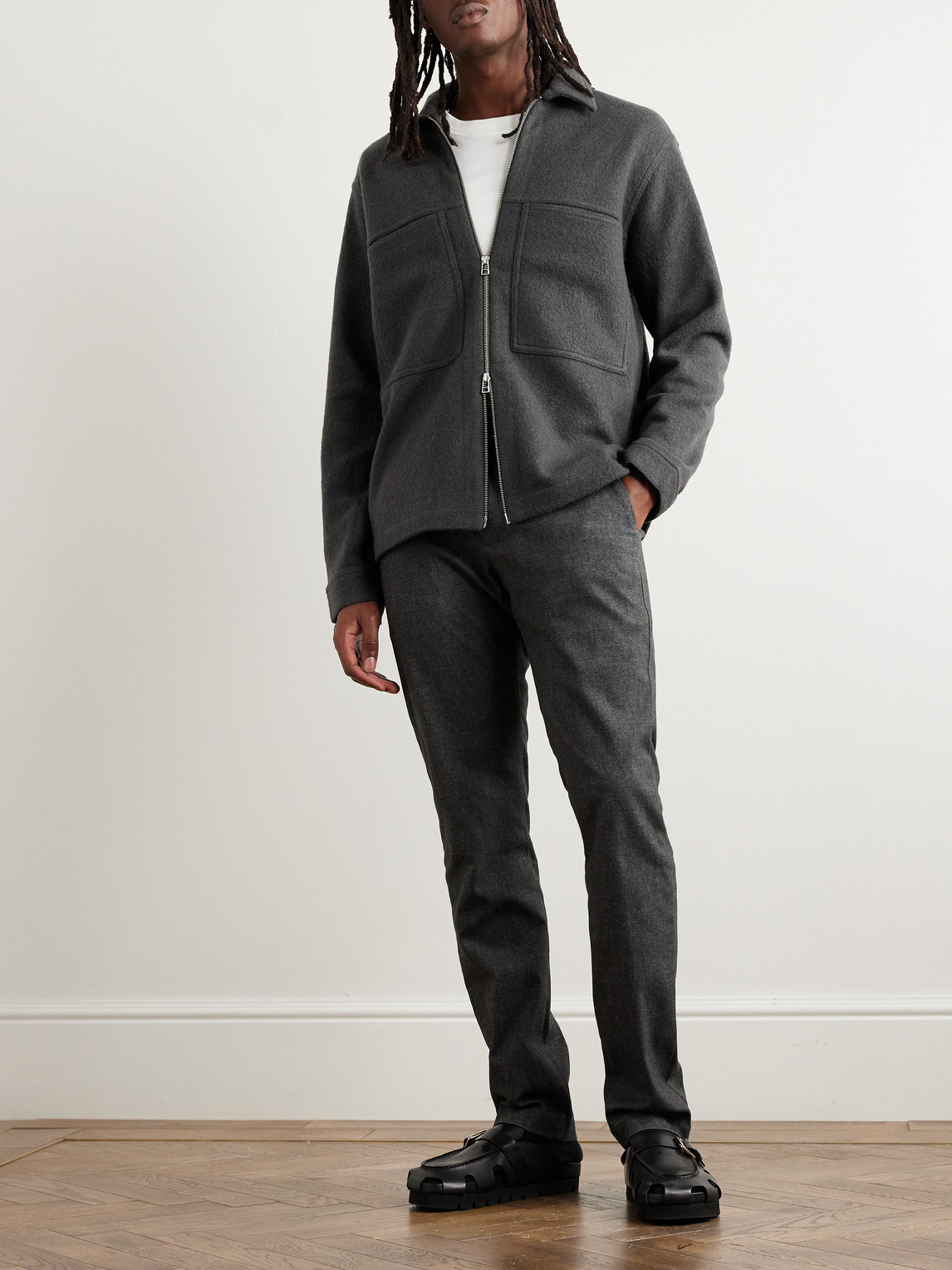 Shop Nn07 Isak Boiled Merino Wool Jacket In Gray