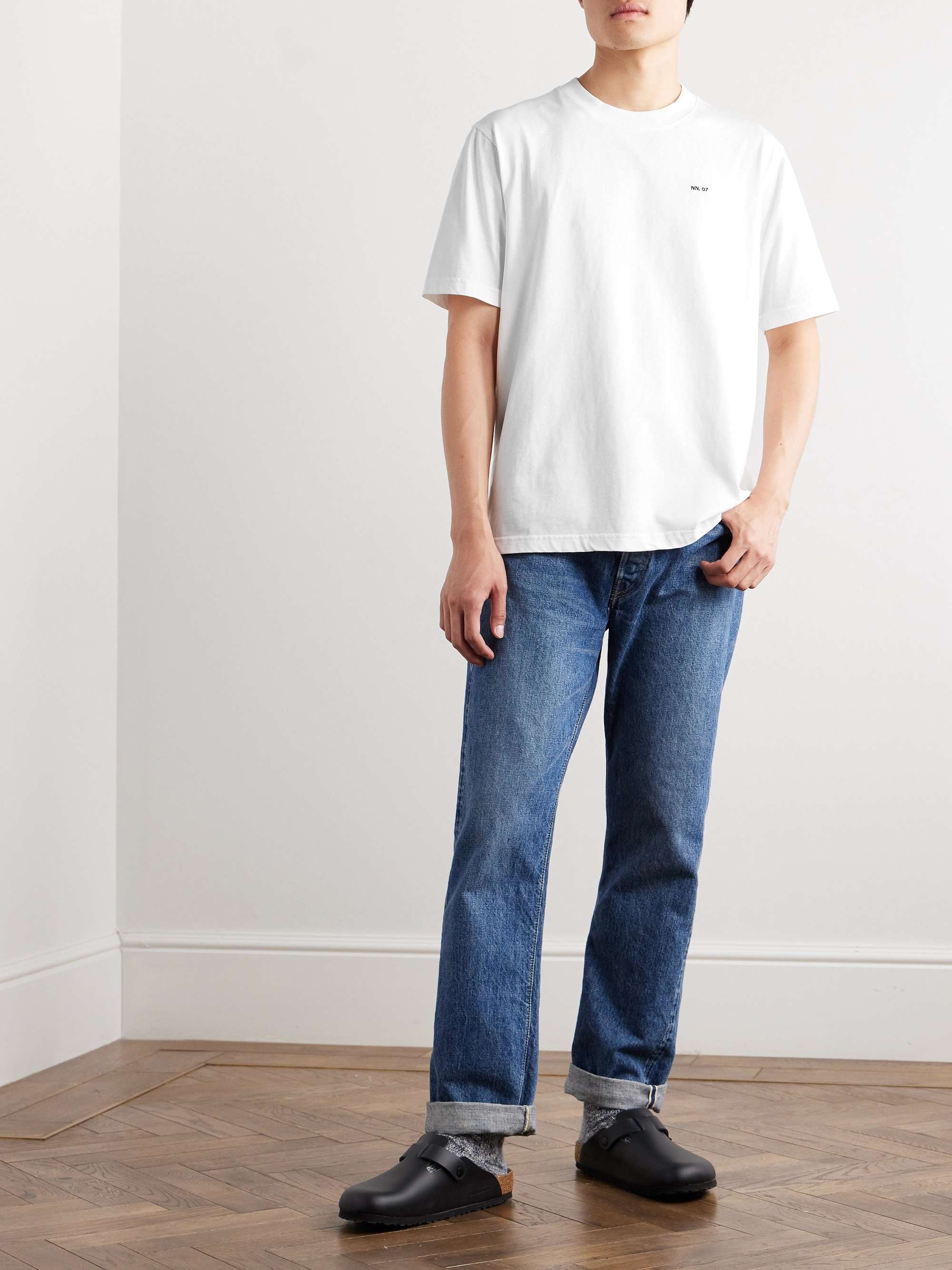 NN07 Adam Logo-Embroidered Pima Cotton-Jersey T-Shirt for Men | MR PORTER