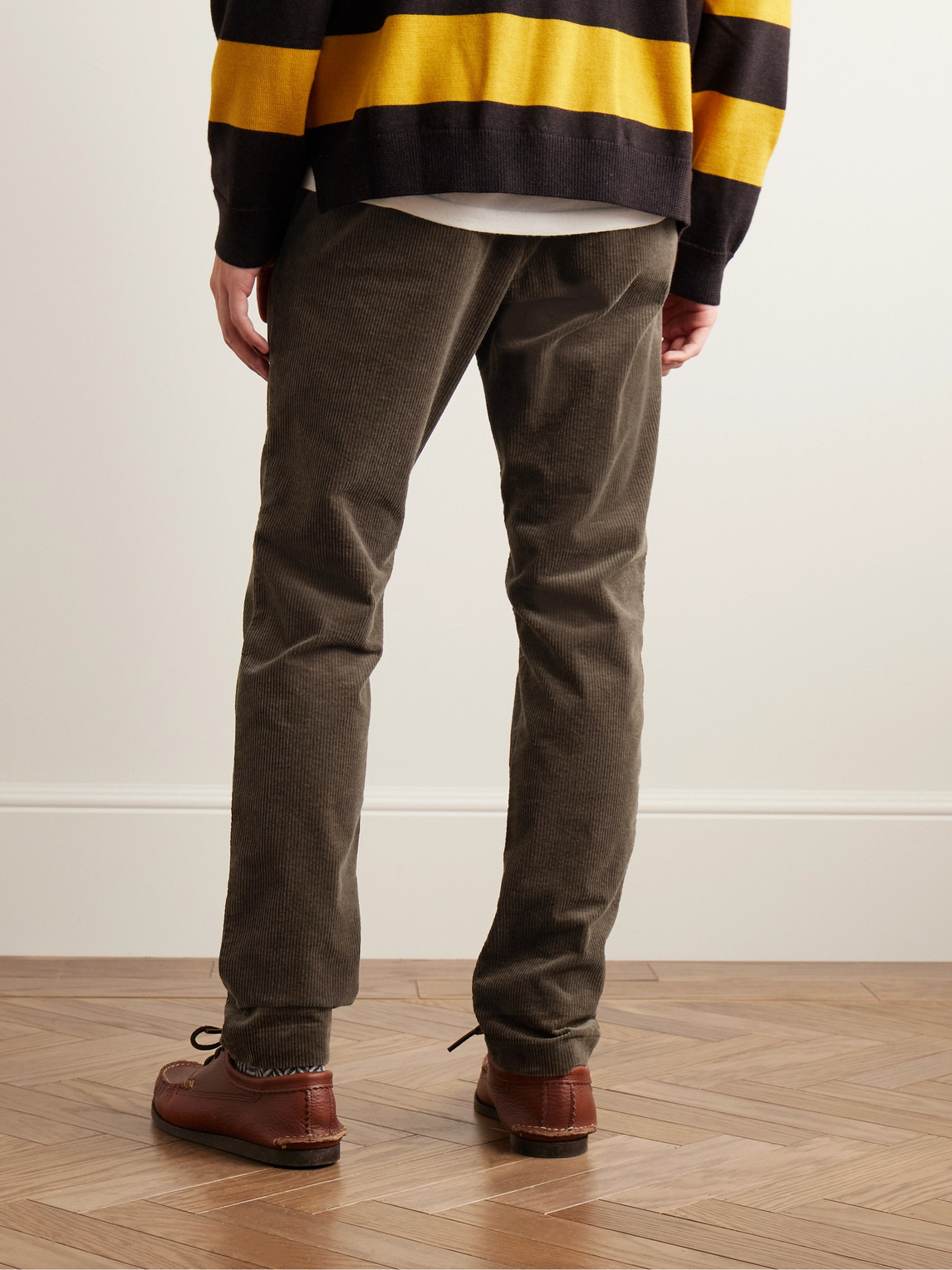 Shop Nn07 Theo 1322 Straight-leg Organic Cotton-blend Corduroy Trousers In Brown