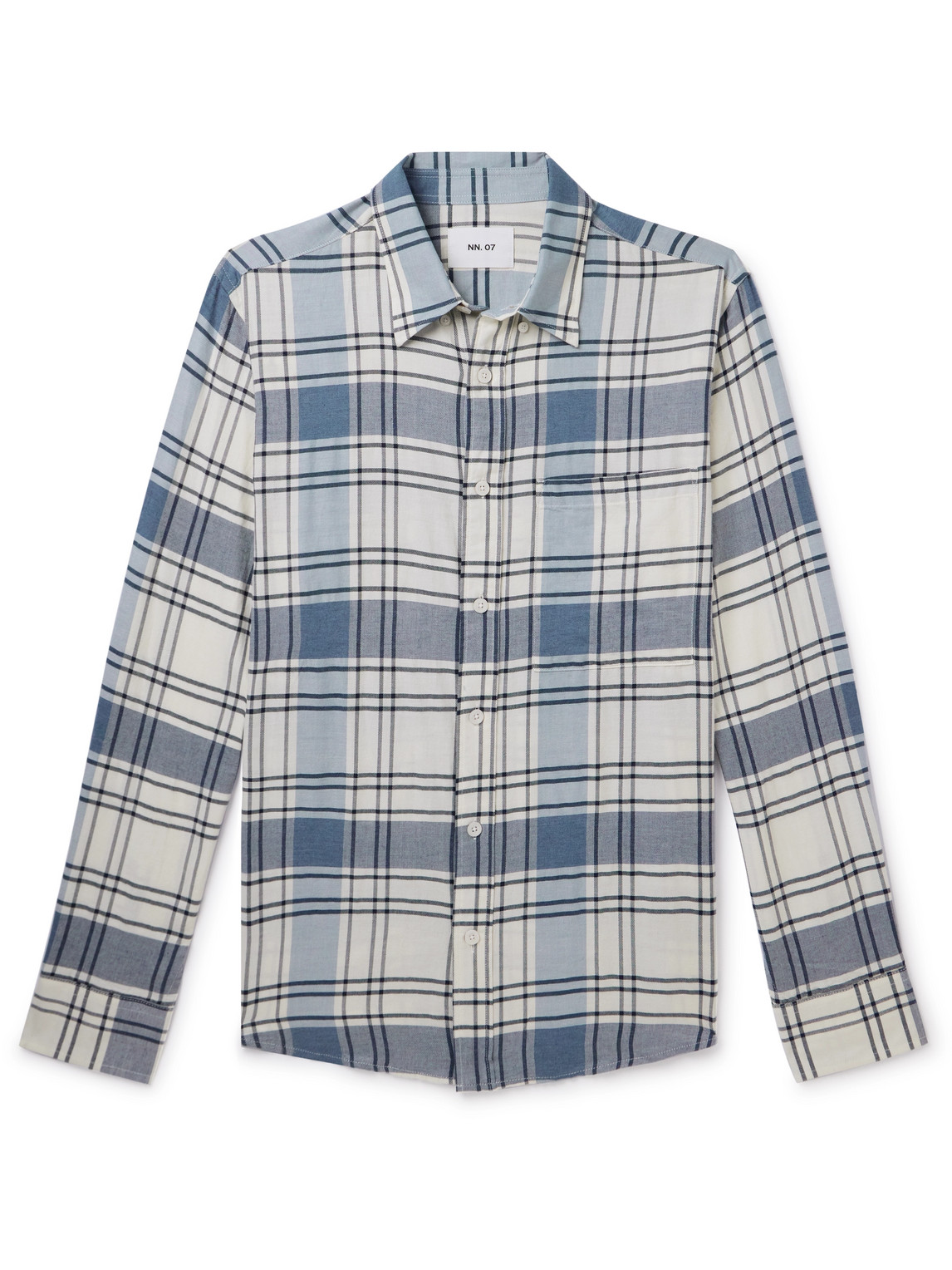 Nn07 Cohen 5972 Checked Cotton-flannel Shirt In Blue