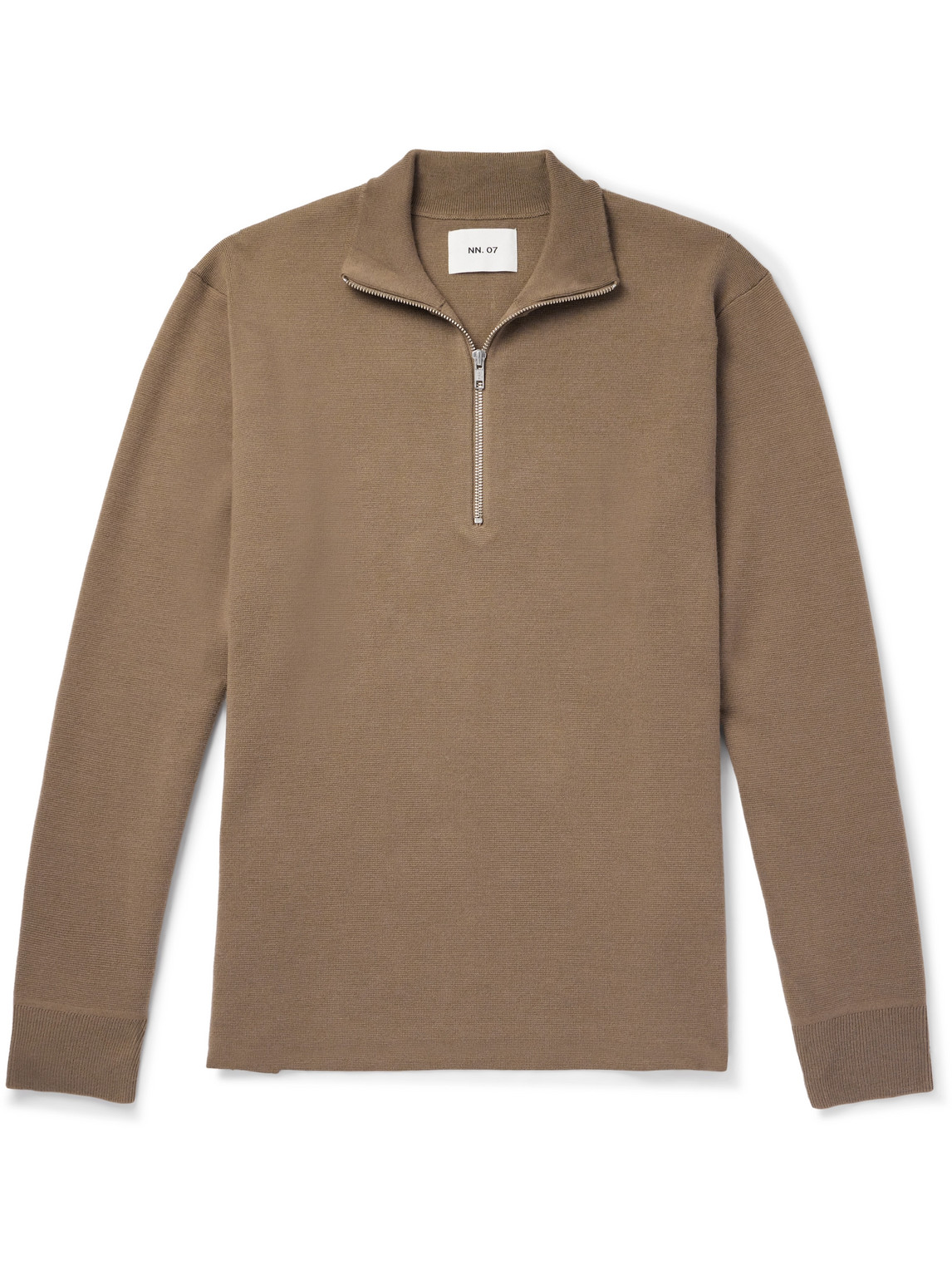Nn07 Harald 6530 Knitted Half-zip Sweater In Brown