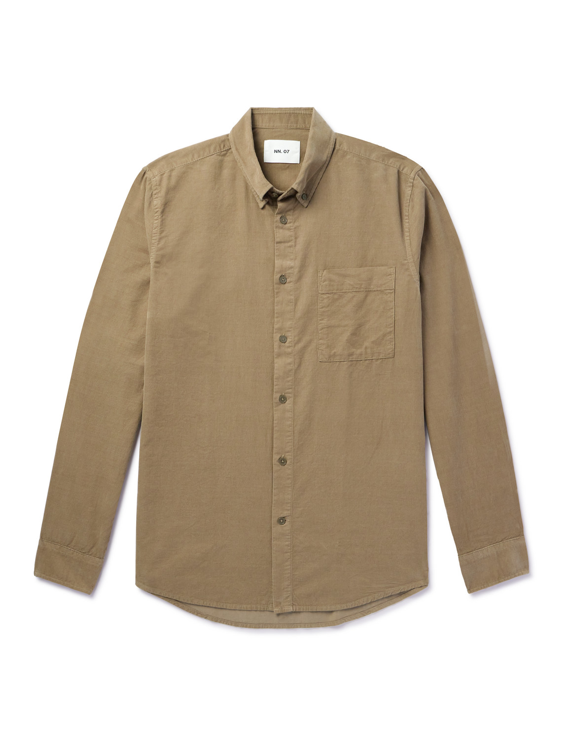 Nn07 Arne 5082 Button-down Collar Organic Cotton-corduroy Shirt In Brown