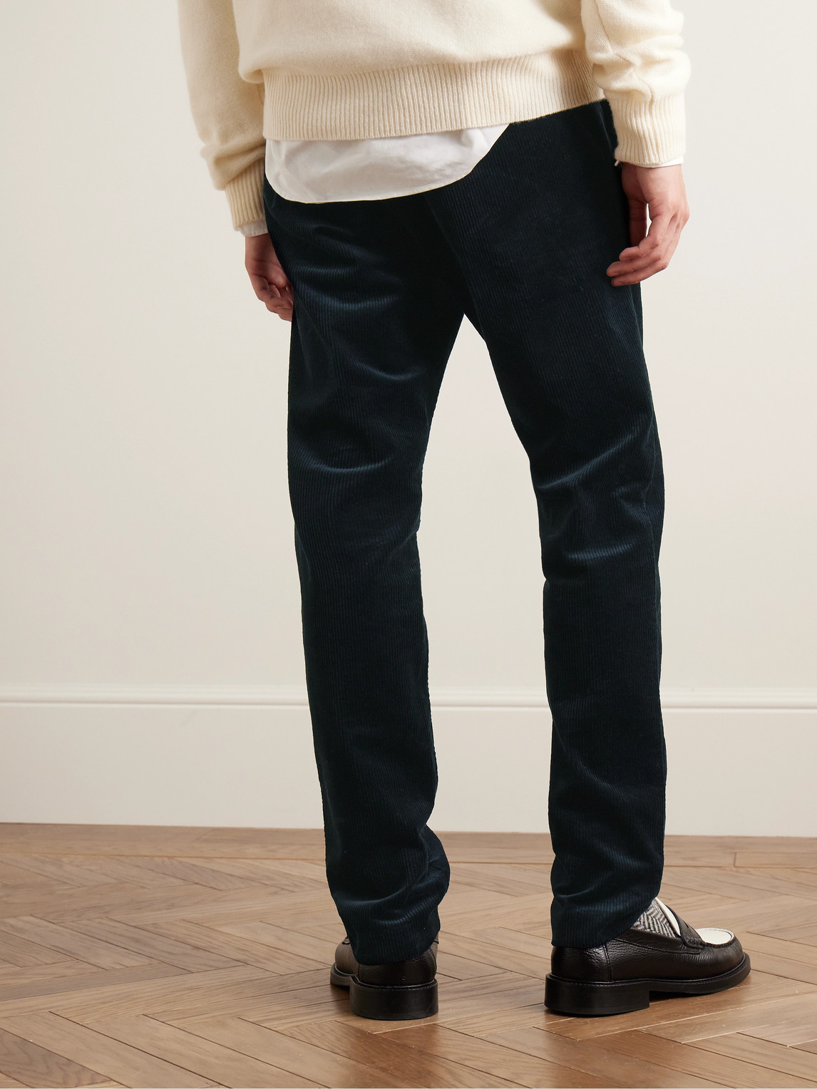 Shop Nn07 Theo 1322 Straight-leg Organic Cotton-blend Corduroy Trousers In Blue
