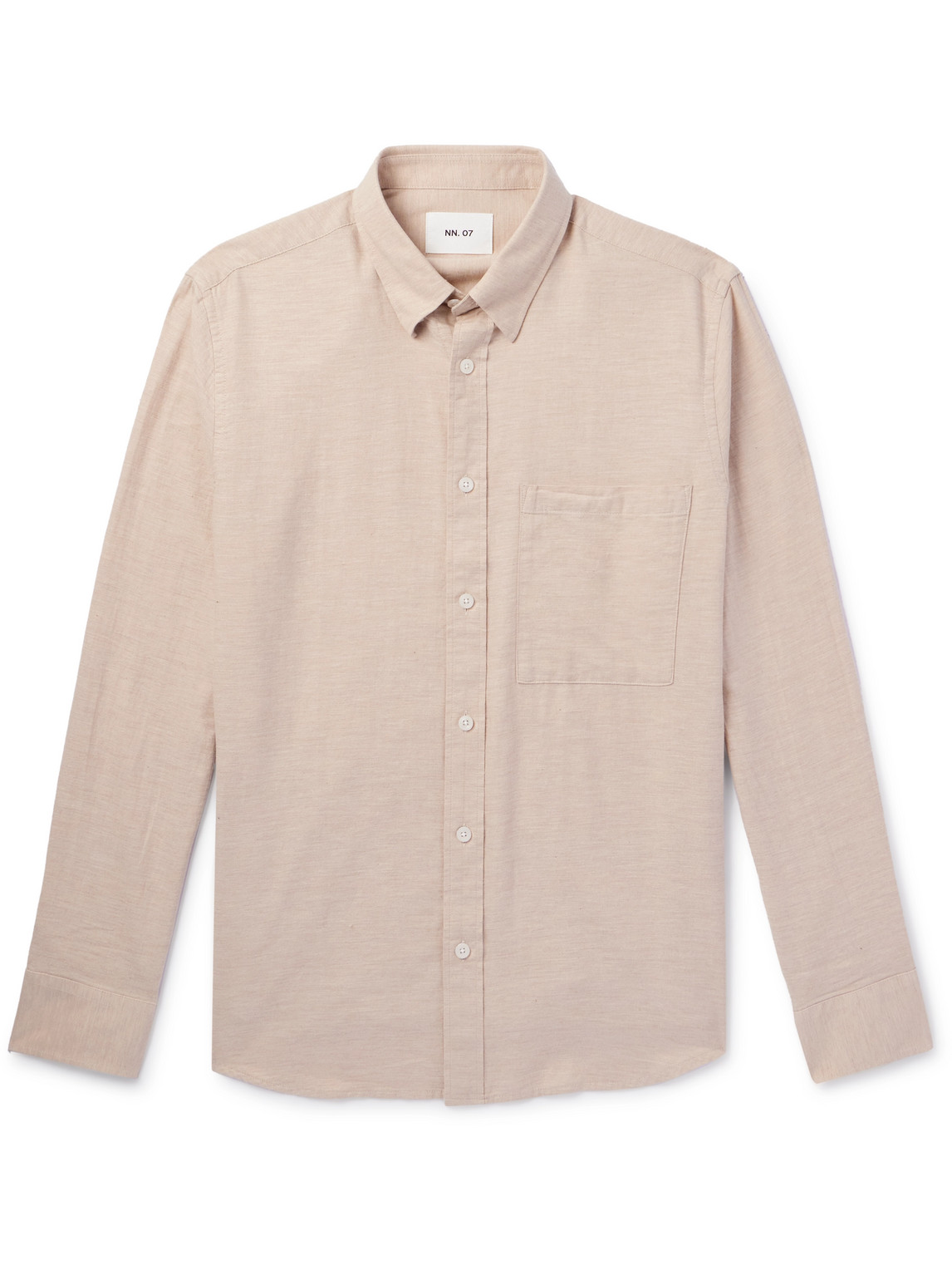 Nn07 Cohen Cutaway Collar Cotton-flannel Shirt In Neutrals