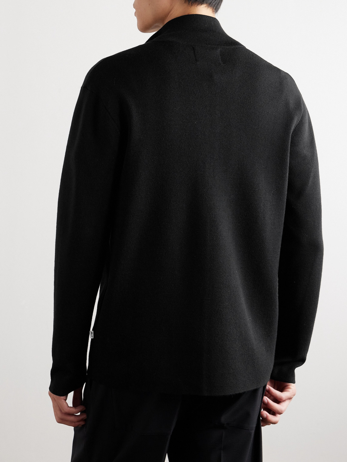 Nn07 Luis Slim-fit Waffle-knit Half-zip Sweater In Black
