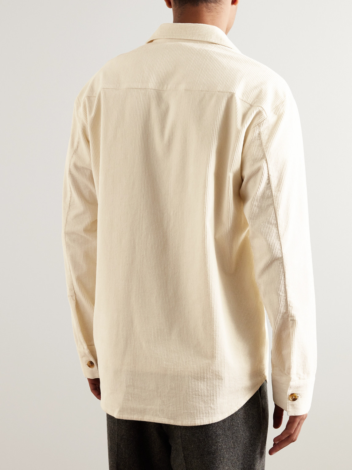 Shop Nn07 Throwing Fits Freddy 1322 Cotton-blend Corduroy Shirt In Neutrals
