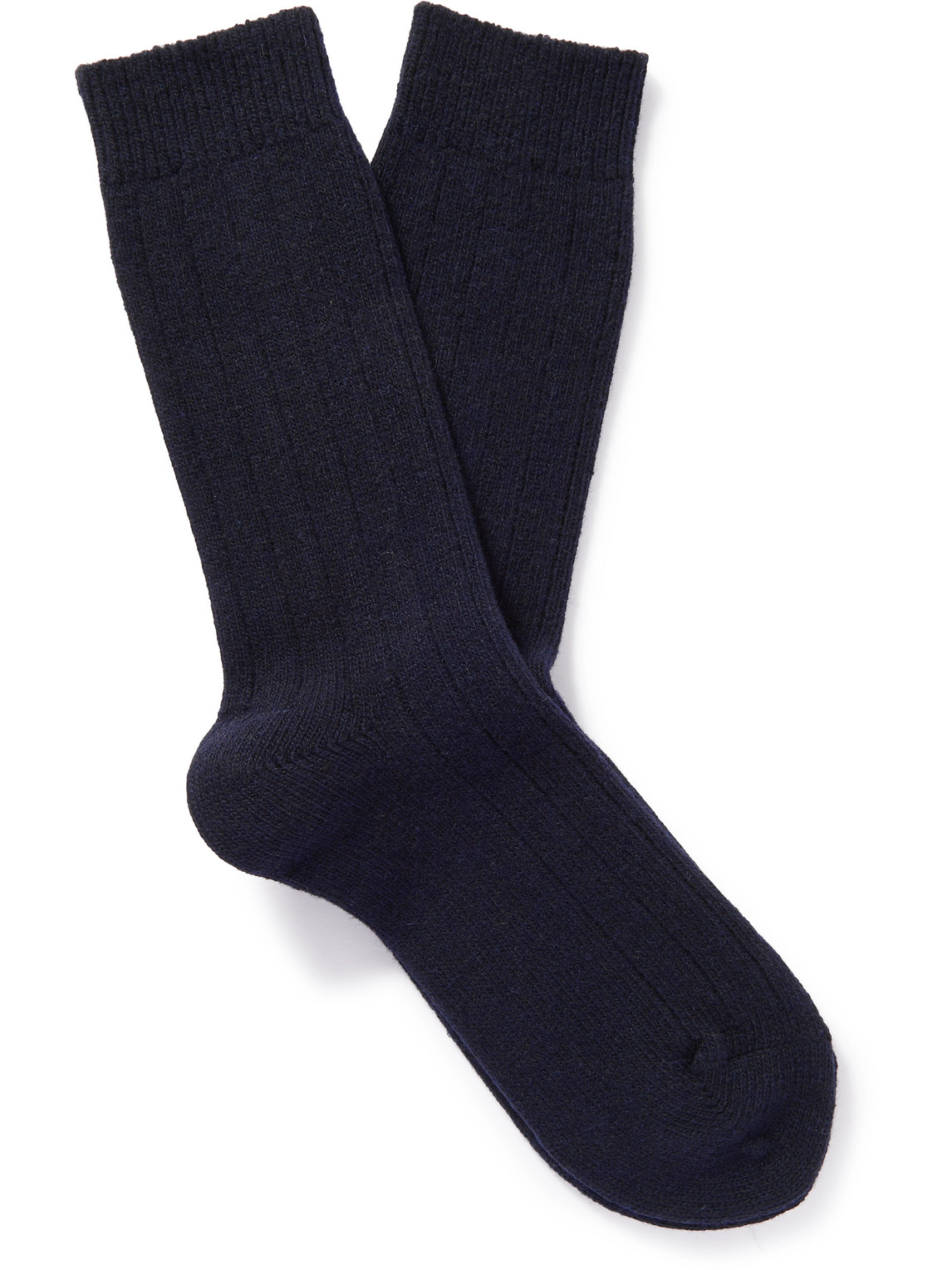 Nn07 One 9055 Logo-embroidered Ribbed Wool-blend Socks In Blue