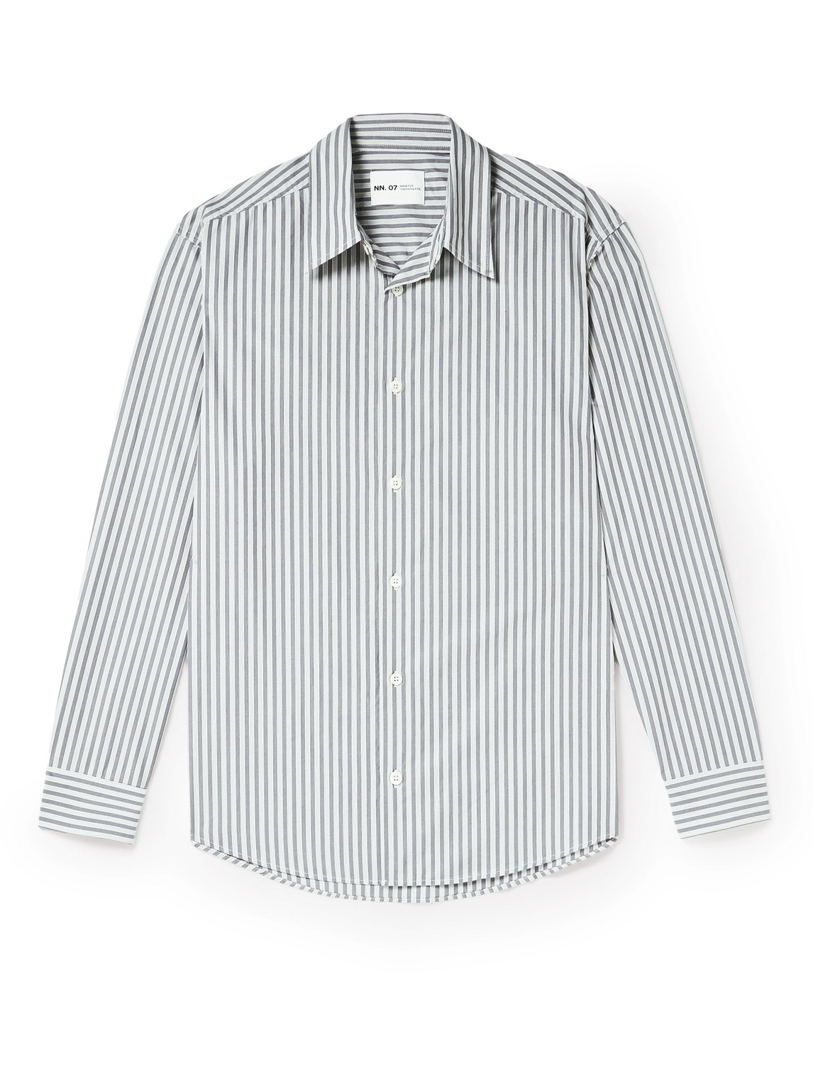 Nn07 Throwing Fits Quinsy 5973 Striped Cotton-poplin Shirt In Grey