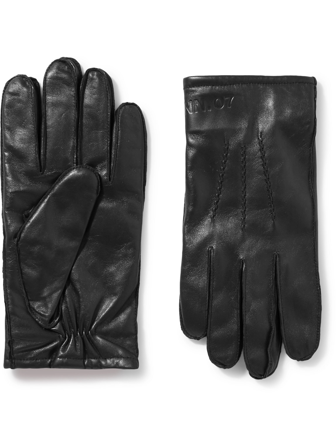 Nn07 Eleven 9150 Ribbed Knit-trimmed Leather Gloves In Black