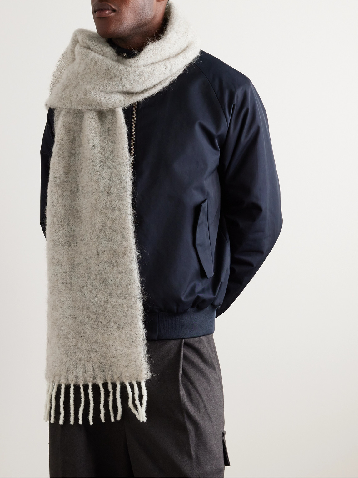 Nn07 Fringed Wool-blend Scarf In Neutrals