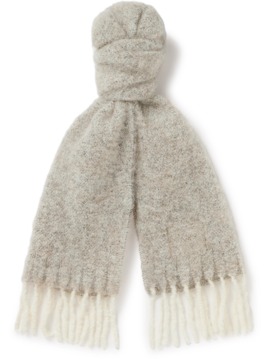 Nn07 Fringed Wool-blend Scarf In Neutral