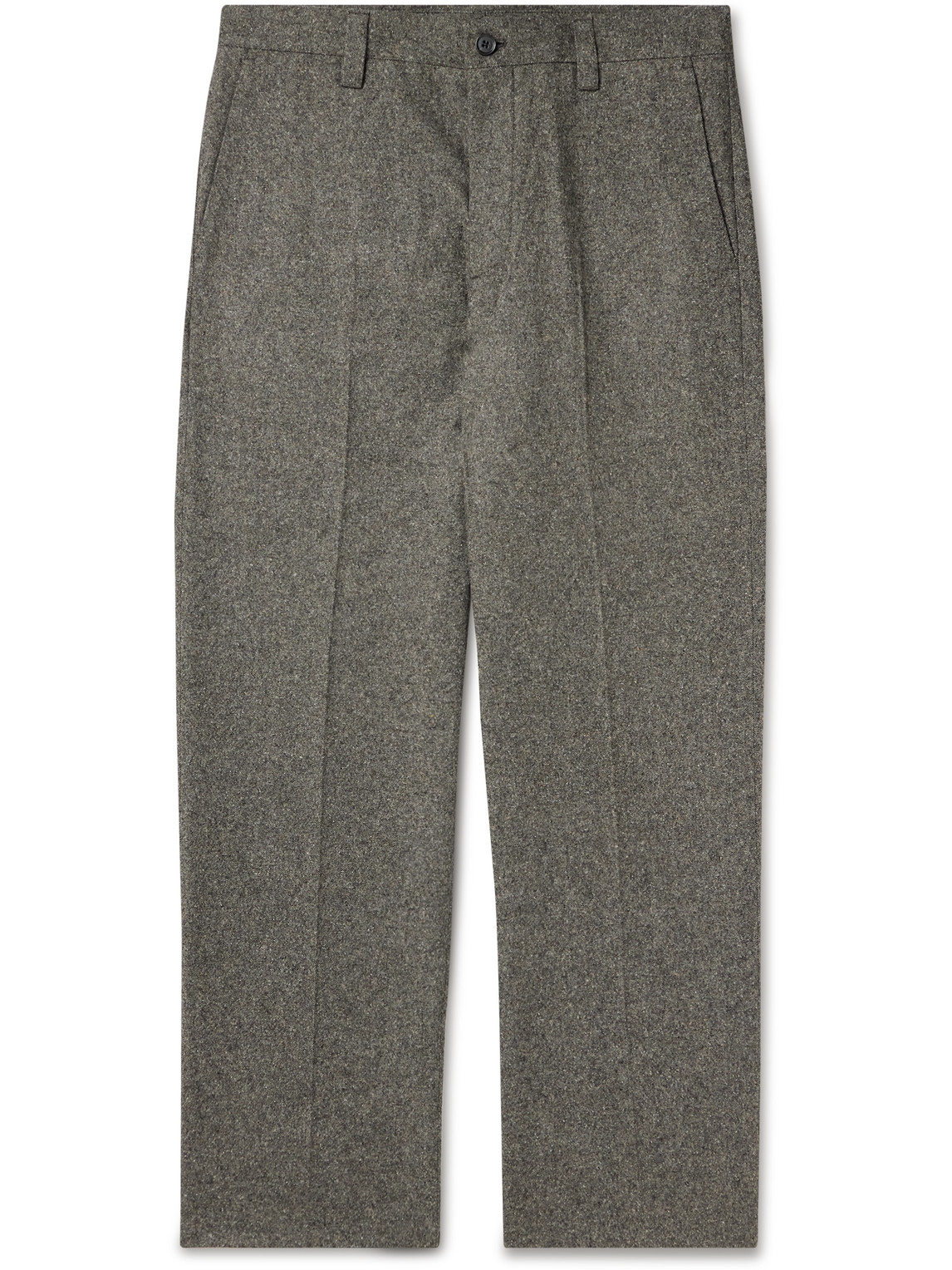 Nn07 Throwing Fits Paw 1799 Straight-leg Tweed Trousers In Grey
