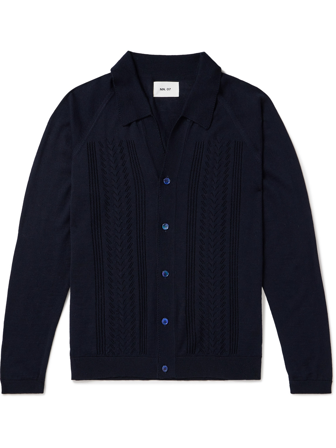 Nn07 Bjarki 6539 Wool-blend Cardigan In Blue