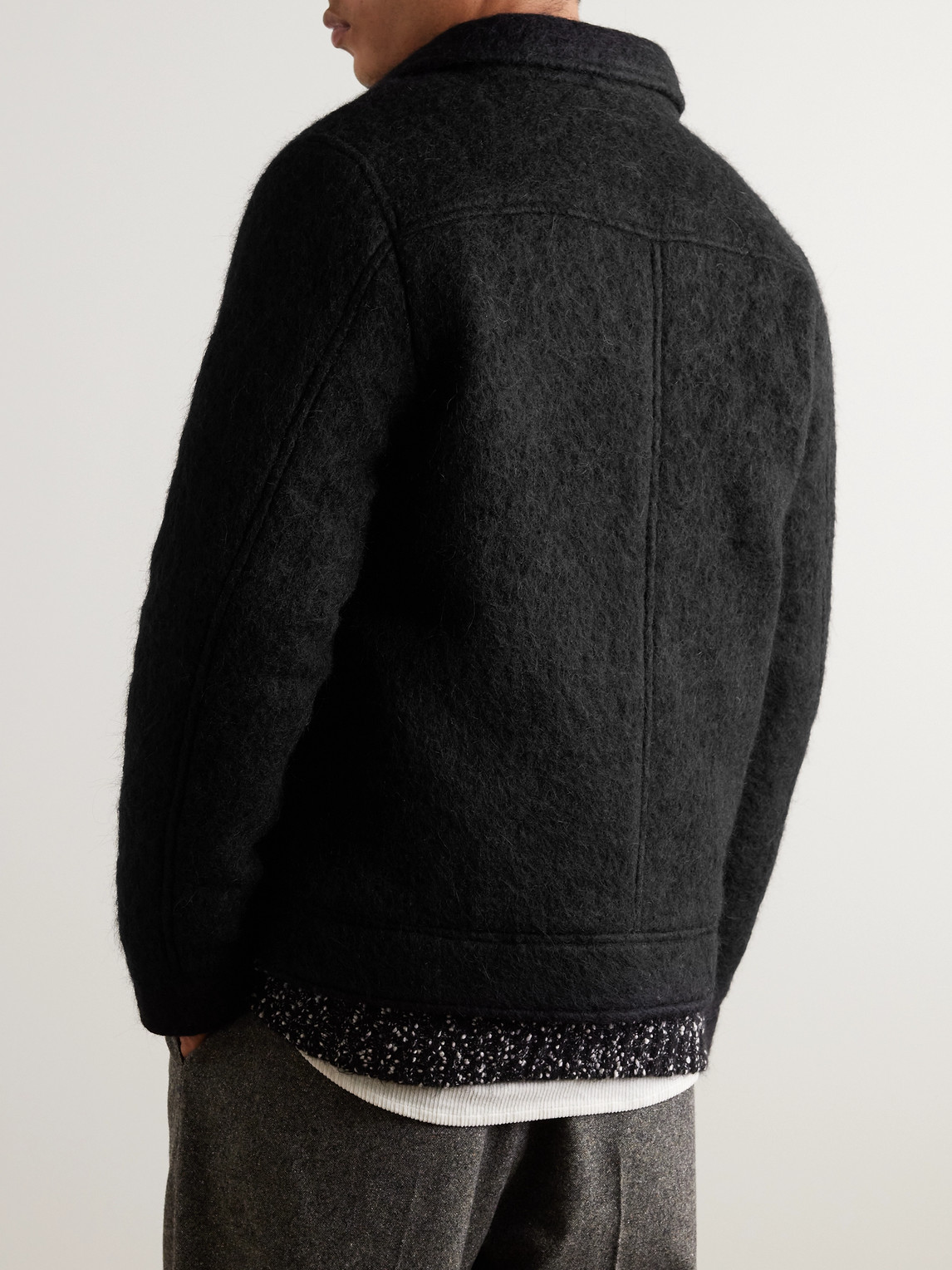 Shop Nn07 Throwing Fits Julius Brushed Knitted Jacket In Black