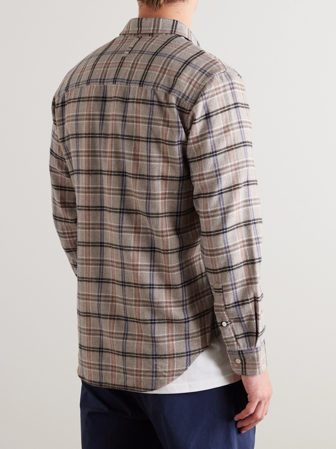 Shop Nn07 Arne 5166 Checked Cotton-flannel Shirt In Gray