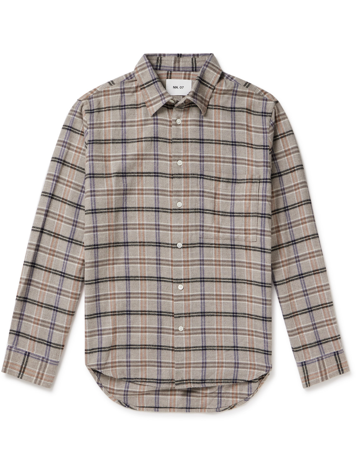 Shop Nn07 Arne 5166 Checked Cotton-flannel Shirt In Gray