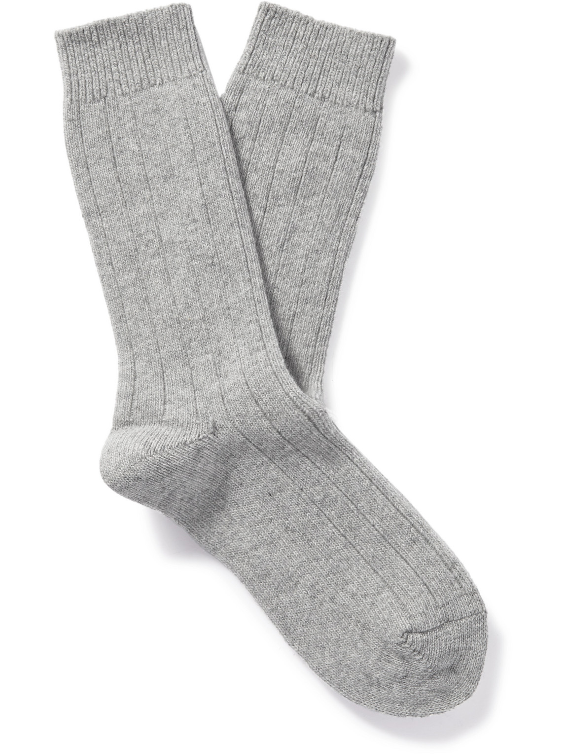 Nn07 One 9055 Logo-embroidered Ribbed Wool-blend Socks In Gray