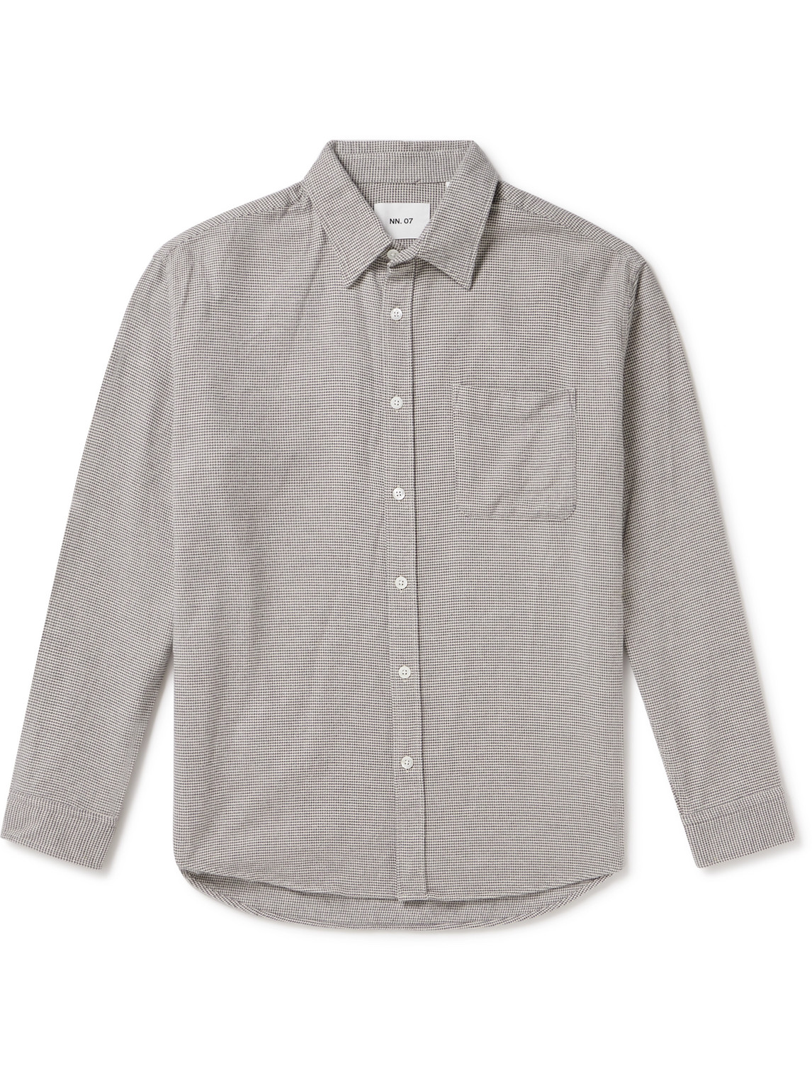 Nn07 Deon 5270 Houndstooth Cotton-flannel Shirt In Grey