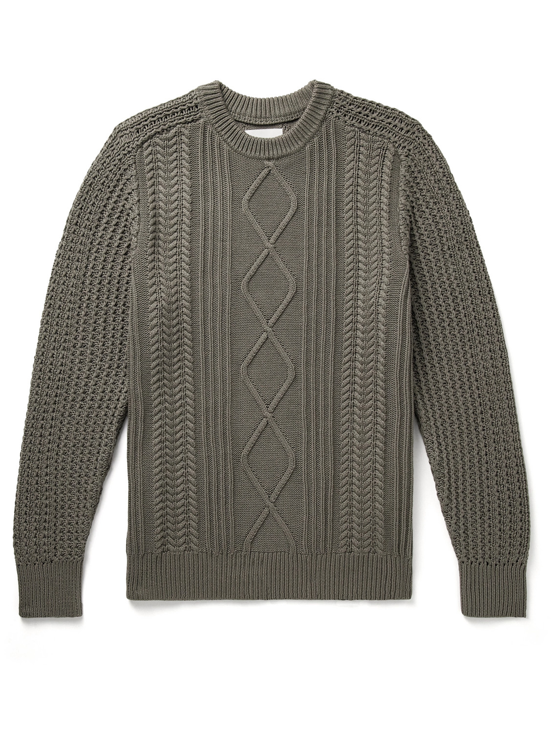 Nn07 Caleb 6619 Cable-knit Organic Cotton Sweater In Green