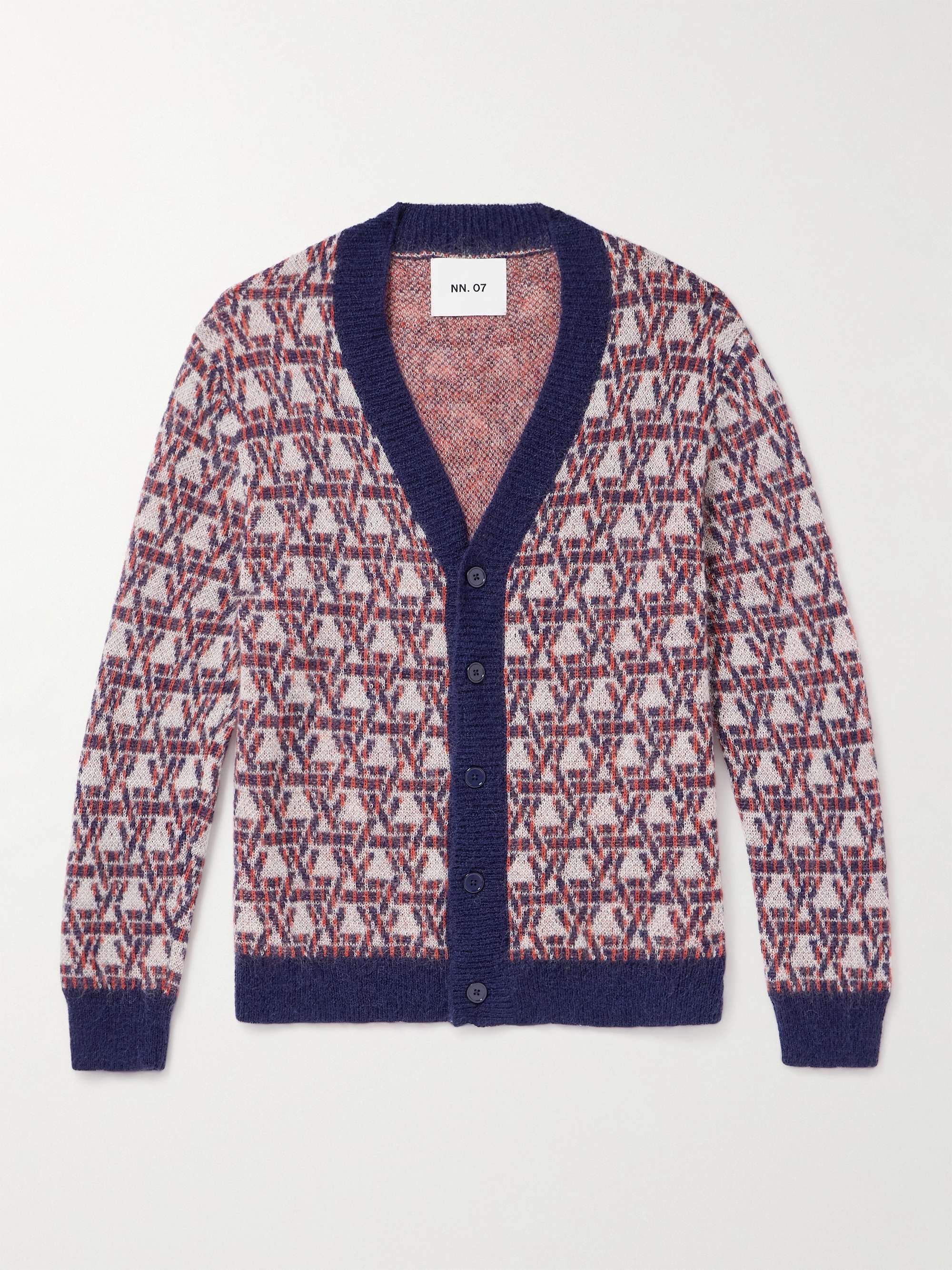 Brushed wool-blend cardigan