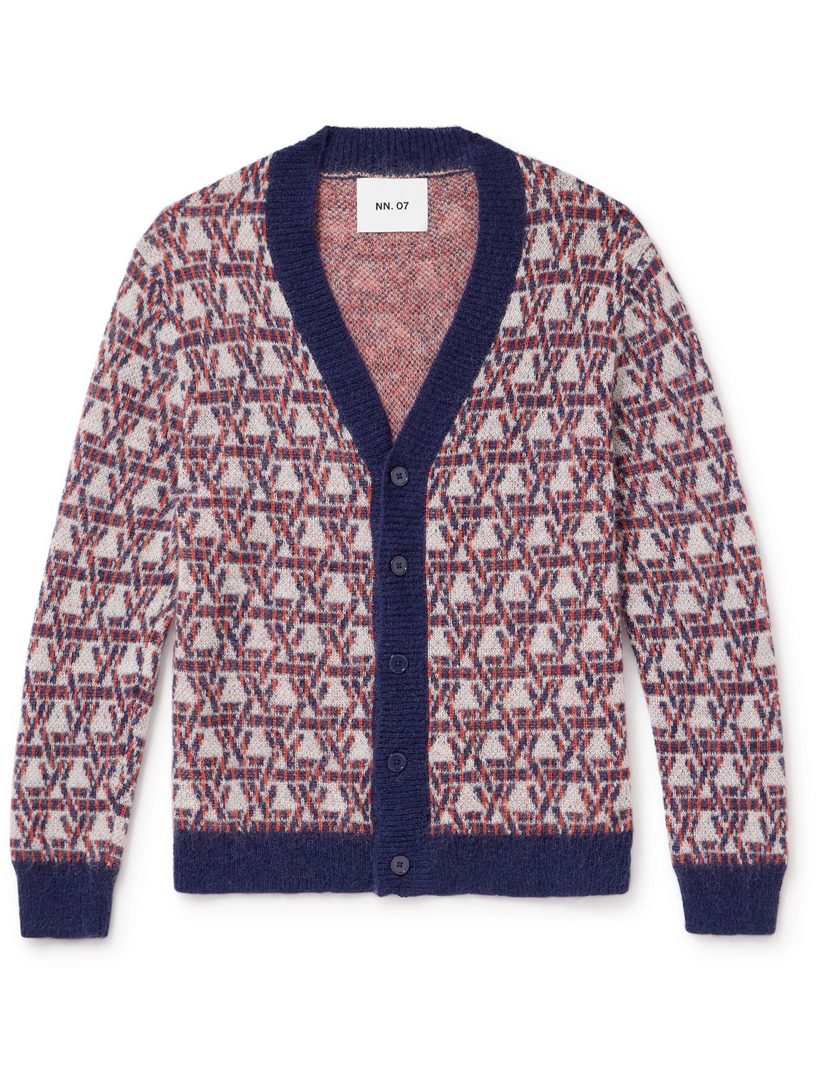 Nn07 Billy 6594 Brushed Wool And Mohair-blend Jacquard Cardigan In Multi