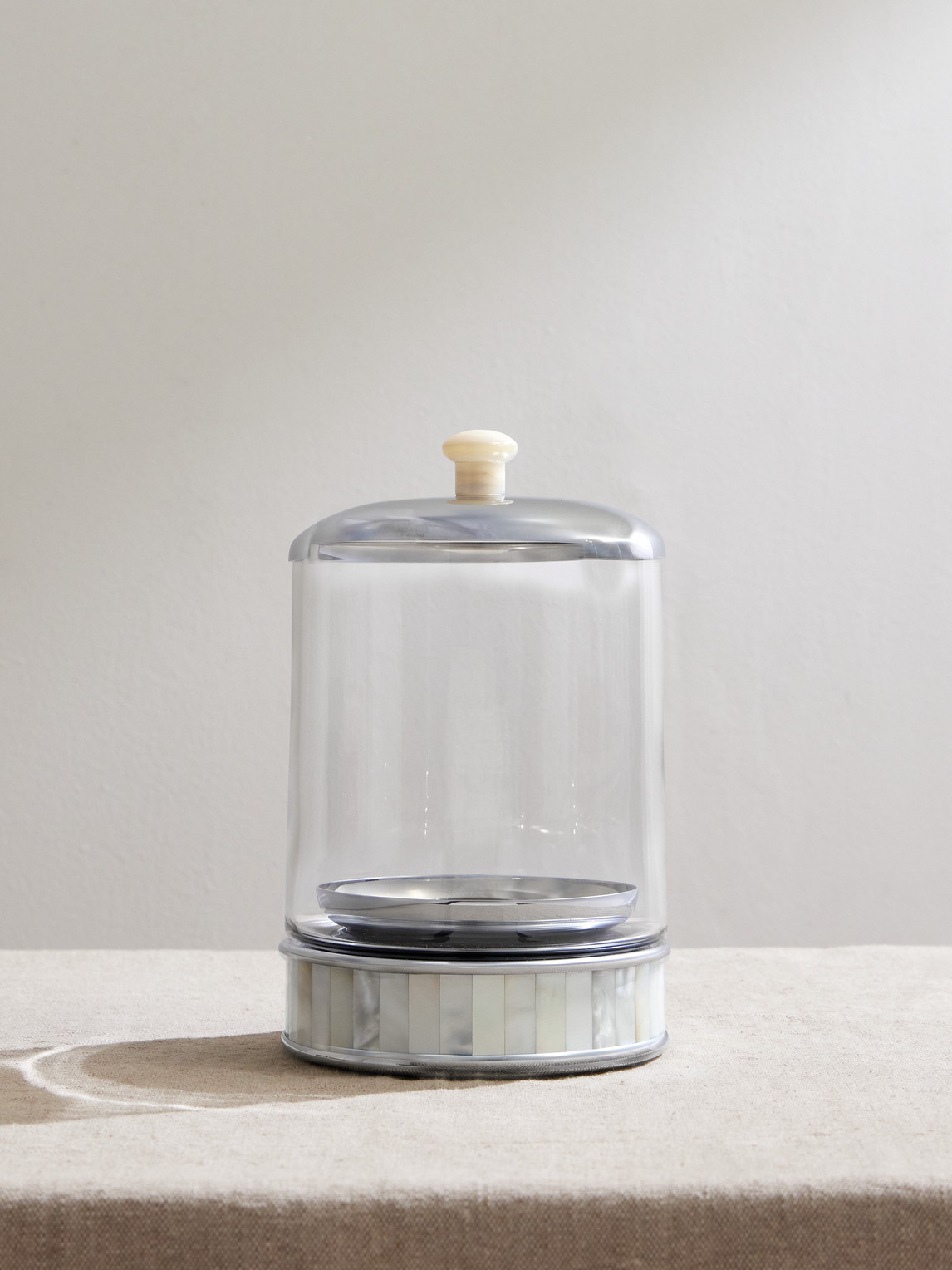 Glass, Silver-Tone, Mother-of-Pearl and Antler Ice Bucket