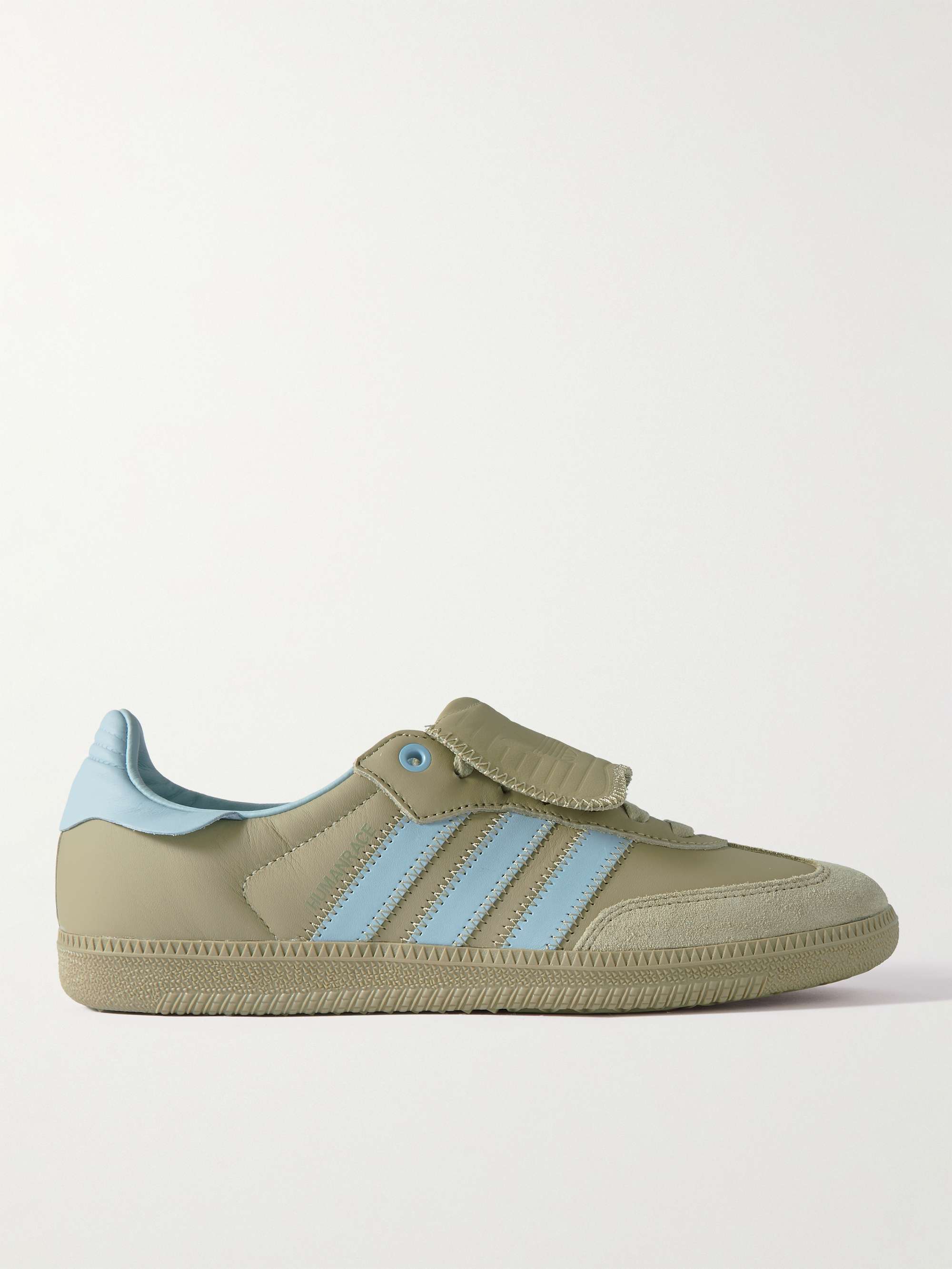 ADIDAS ORIGINALS + Sporty & Rich Stan Smith leather-trimmed canvas sneakers  | NET-A-PORTER