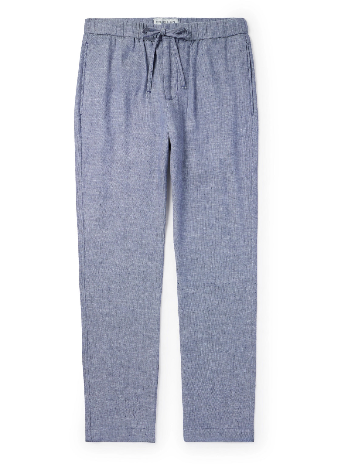 Frescobol Carioca Oscar Straight-leg Linen And Cotton-blend Drawstring Trousers In Blue