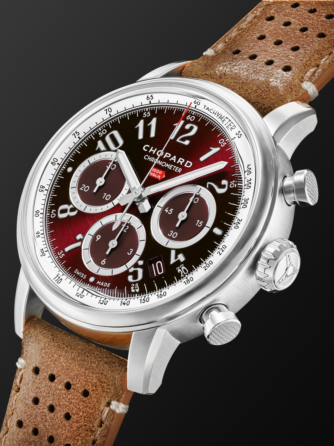  Chopard - Mille Miglia Classic Automatic Chronograph 40.5mm Stainless Steel And Leather Watch, Ref. No. 168619-3003 - Men - Red 