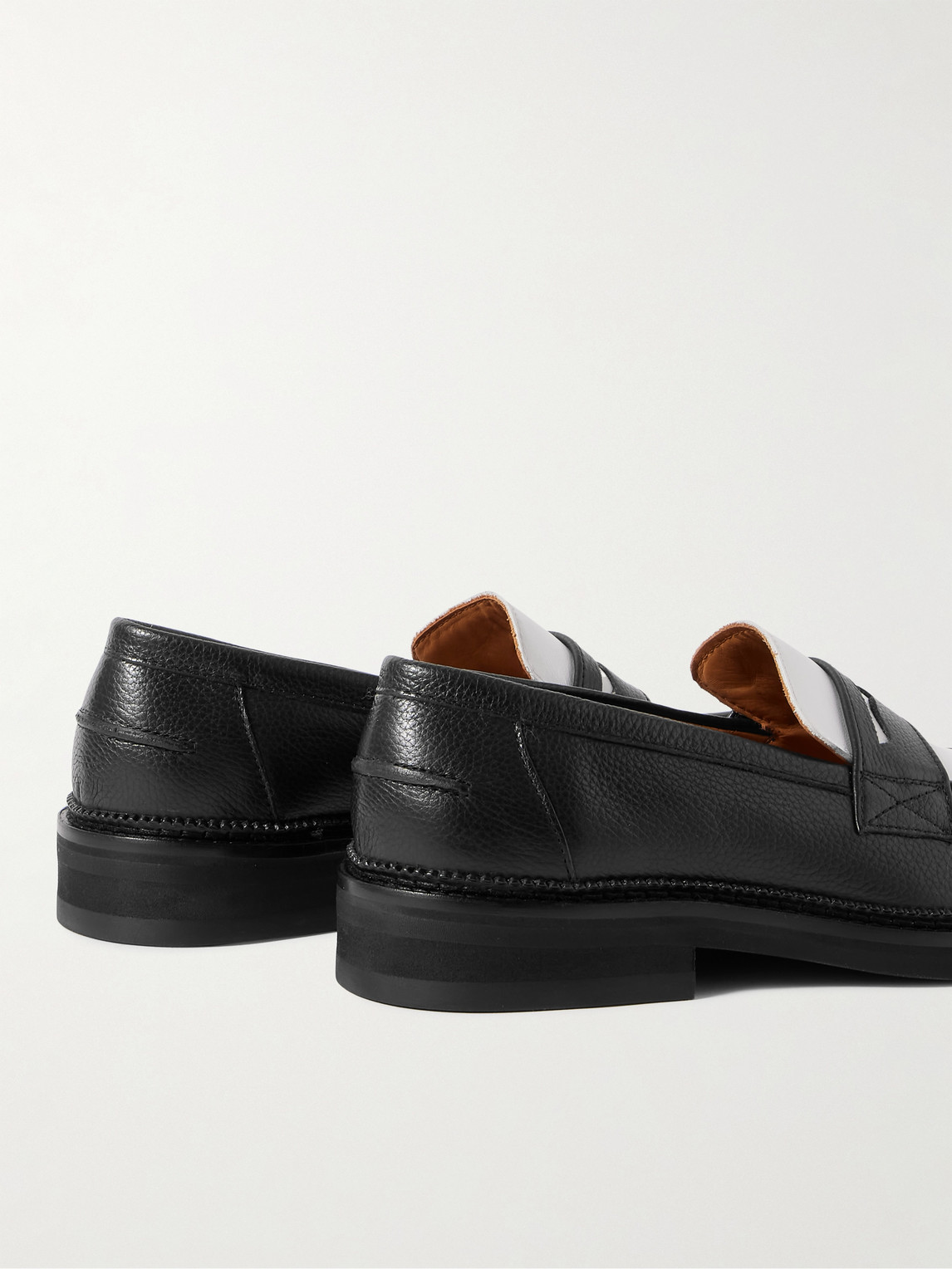 Shop Mr P Jacques Two-tone Leather Penny Loafers In Black
