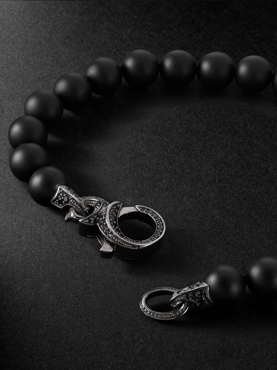 Shop Stephen Webster Thorn Beads Sterling Silver, Rhodium-plated Onyx And Sapphire Bracelet In Black