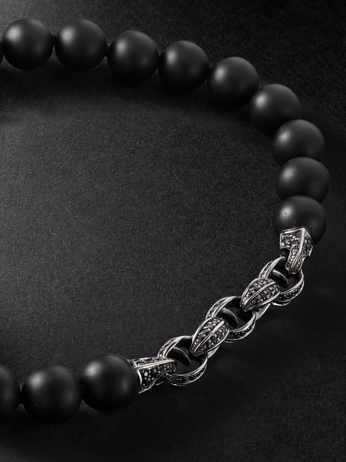 Shop Stephen Webster Thorn Beads Sterling Silver, Rhodium-plated Onyx And Sapphire Bracelet In Black
