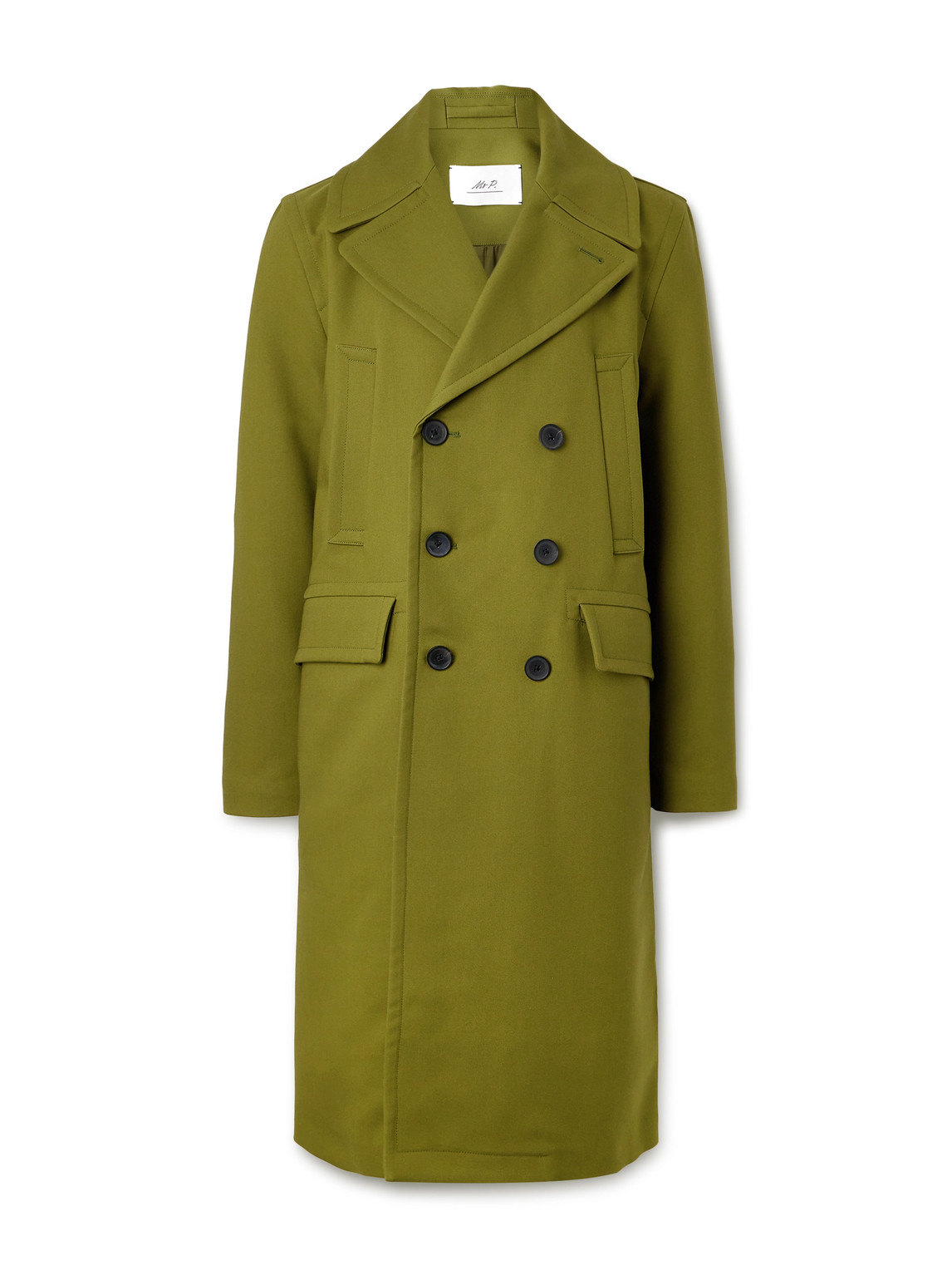 Mr P Great Double-breasted Woven Coat In Green