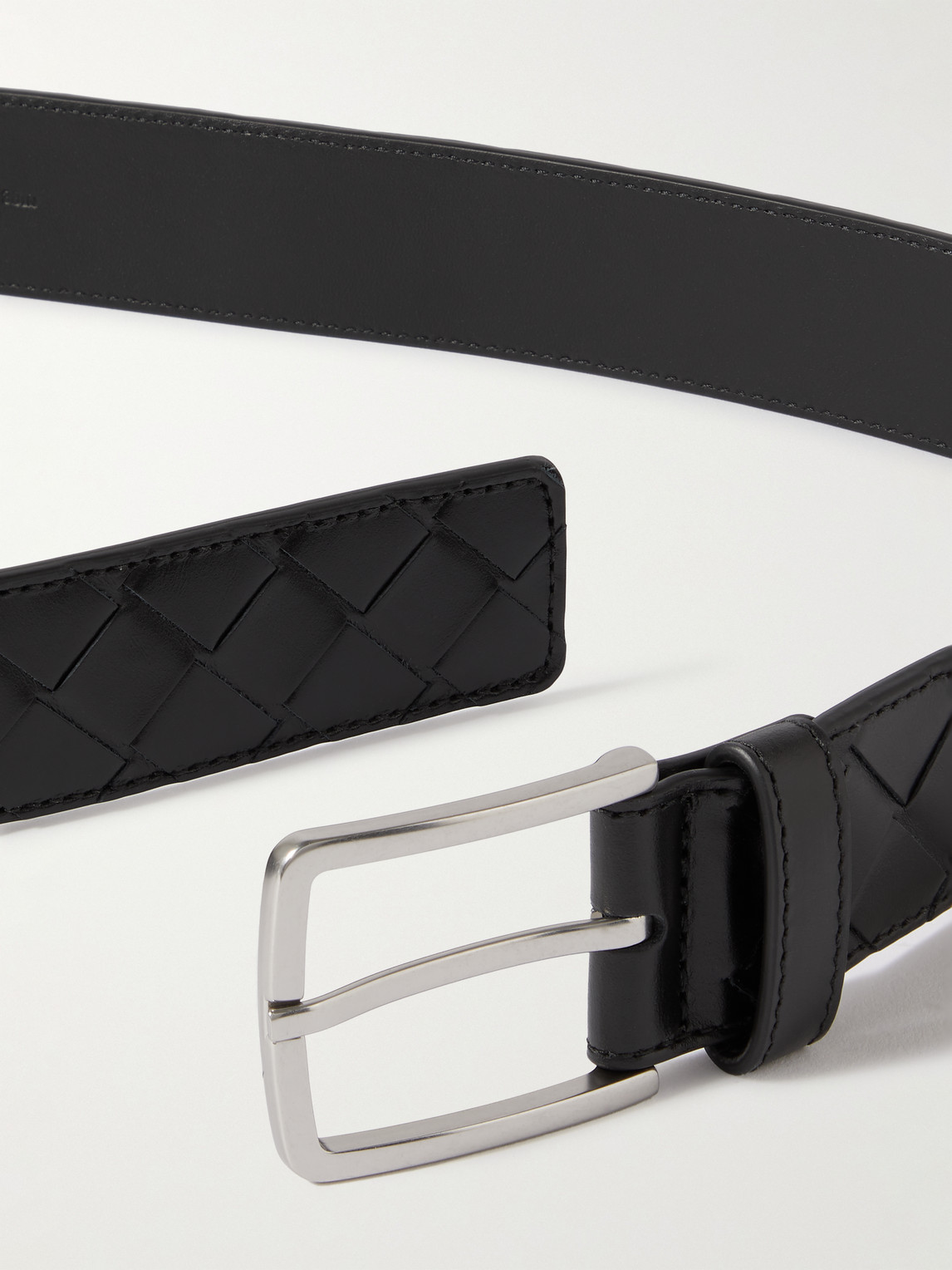 Shop Bottega Veneta 3.5cm Intrecciato Leather Belt In Black
