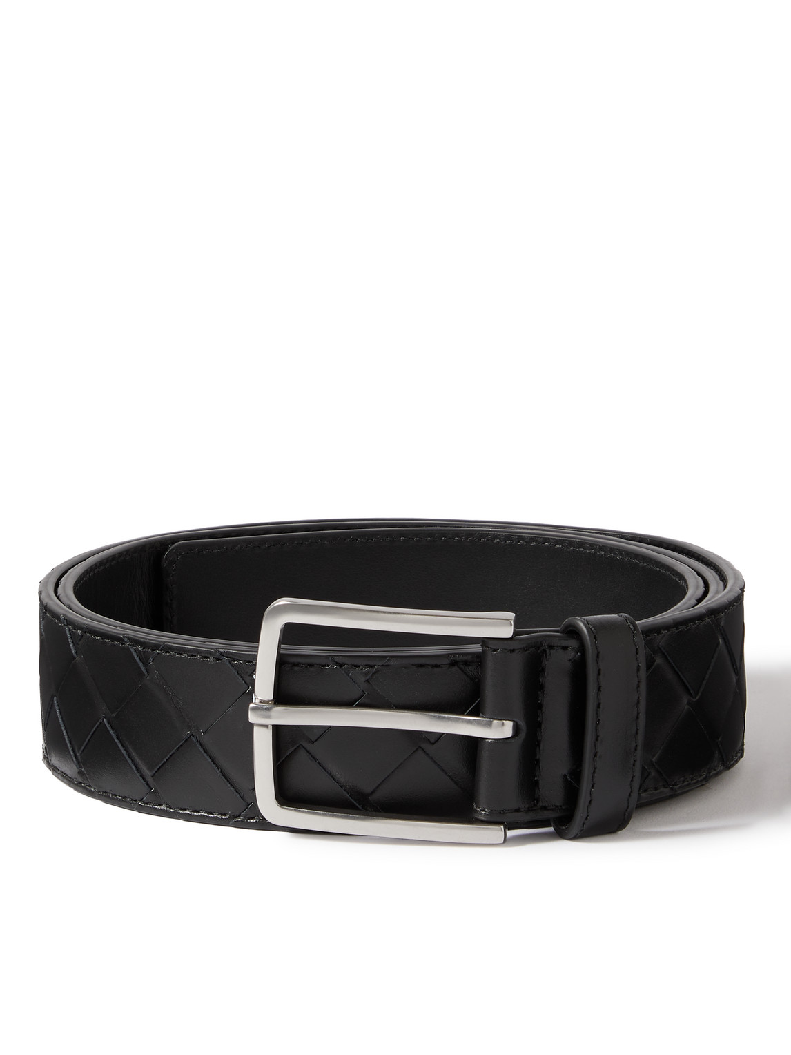 Shop Bottega Veneta 3.5cm Intrecciato Leather Belt In Black